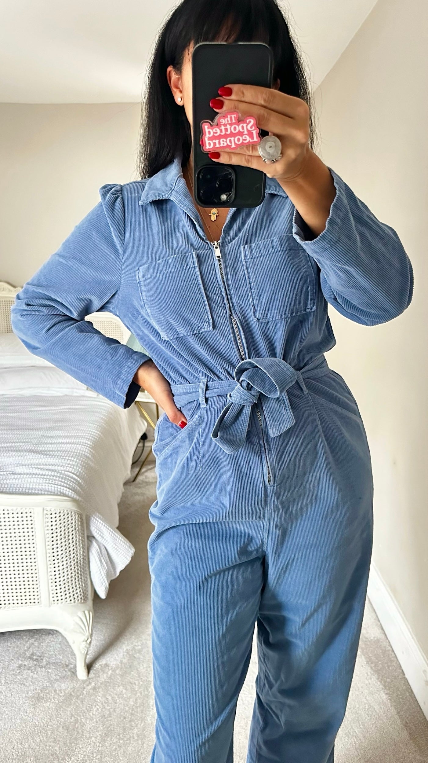 Oliver bonas light blue corduroy jumpsuit boiler suit medium UK 10-12 vgc