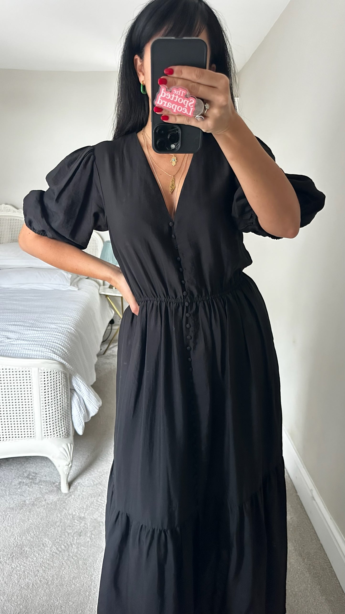 & other stories black button up maxi dress UK 12 vgc