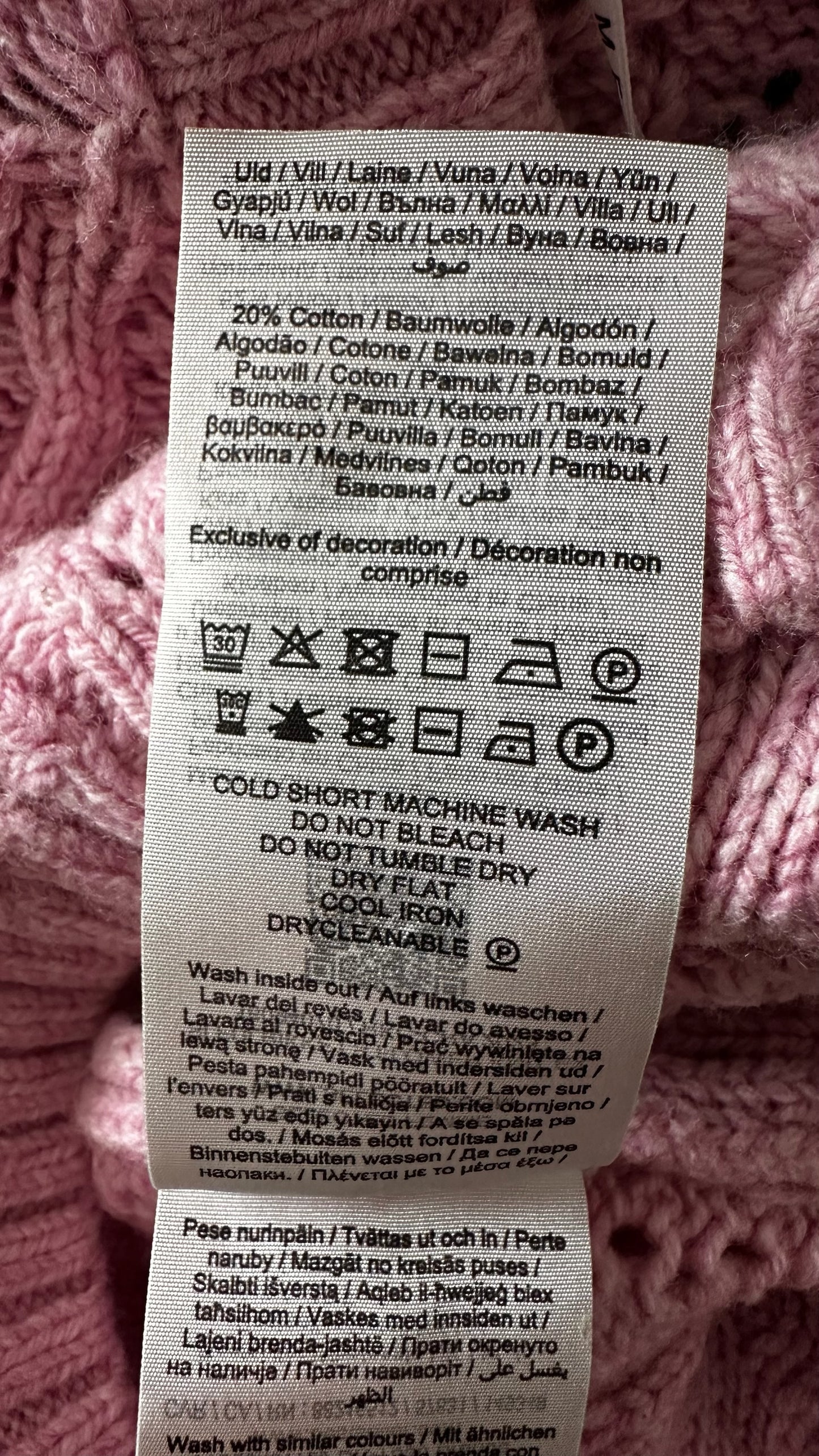 Selected femme @ Anthropologie pink crochet flower jumper extra large UK 14-16 vgc