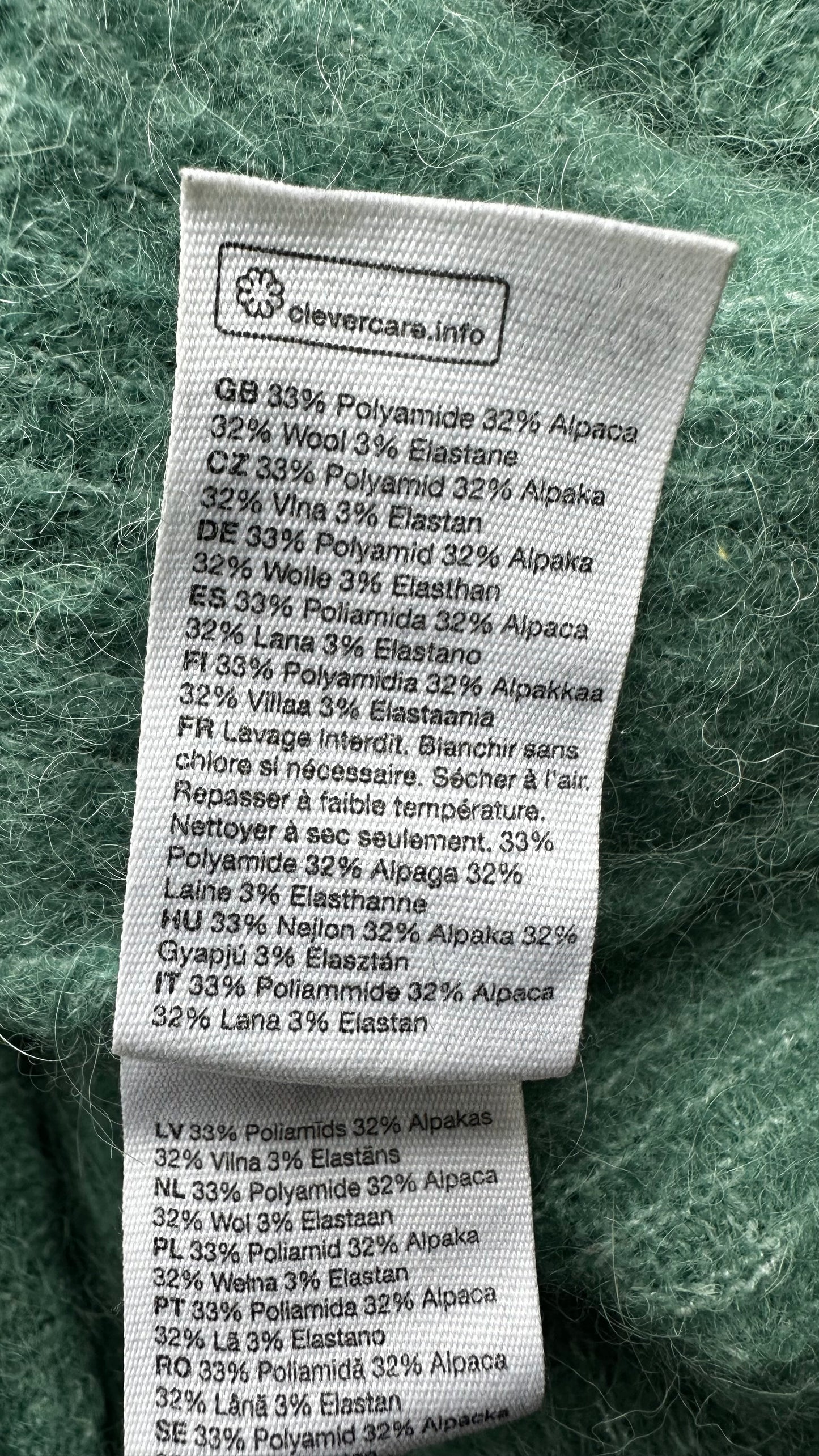 & other stories green teal knitted alpaca blend cardigan small UK 8-10 vgc