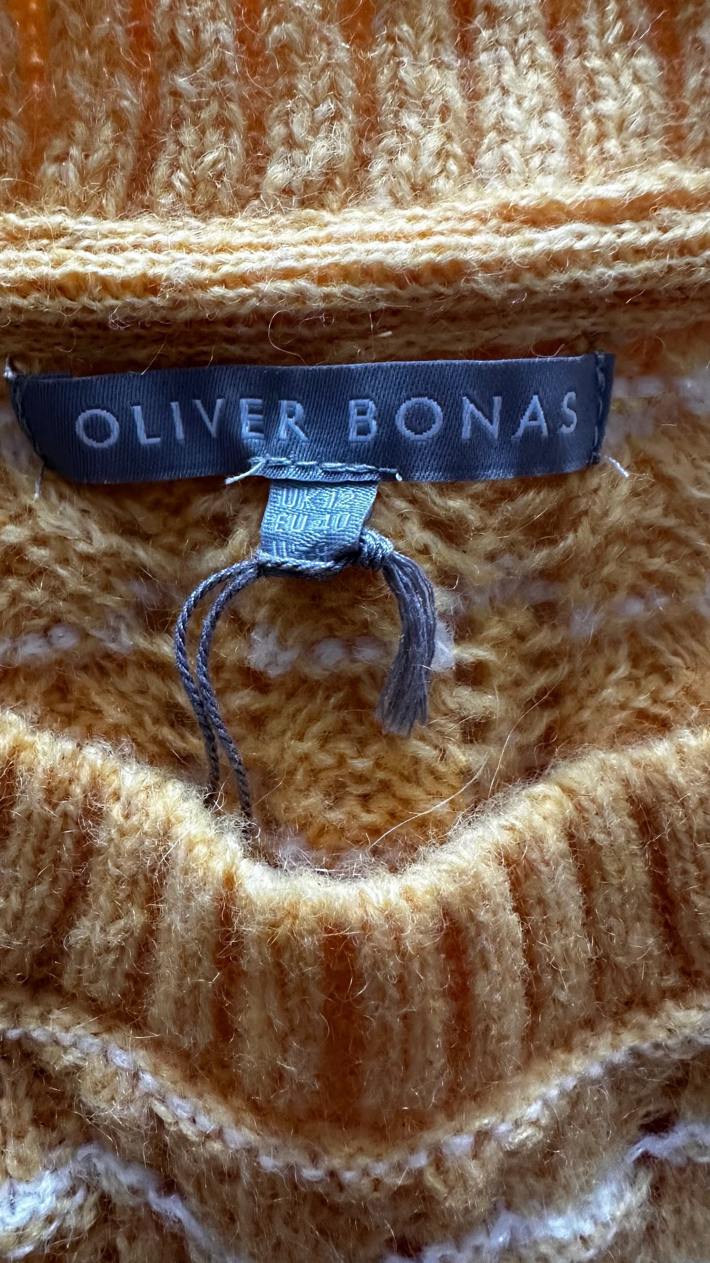Oliver bonas yellow lemon knitted jumper large UK 12-14 vgc