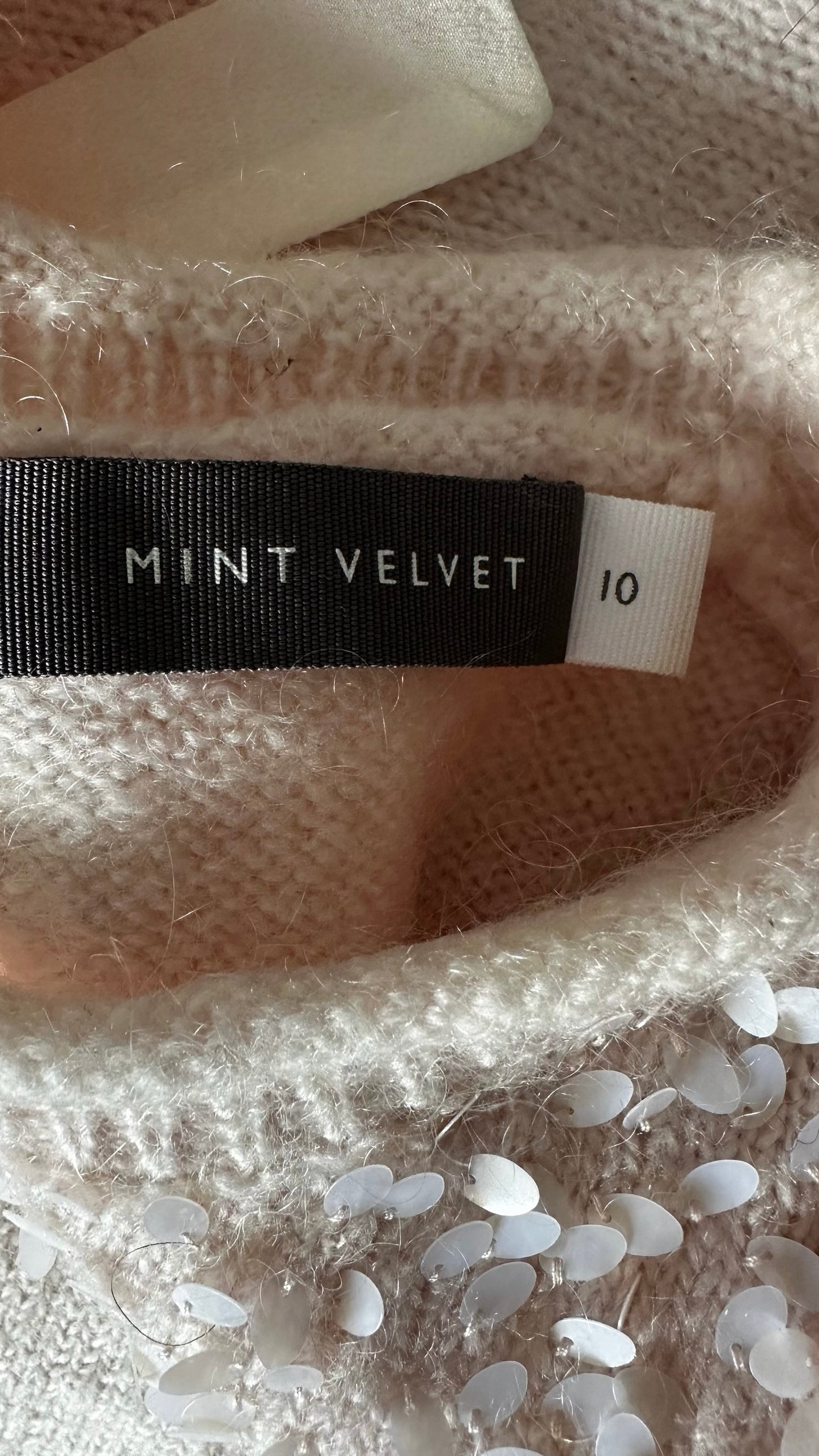 Mint velvet soft pink sequin mohair blend knitted jumper medium M UK 10