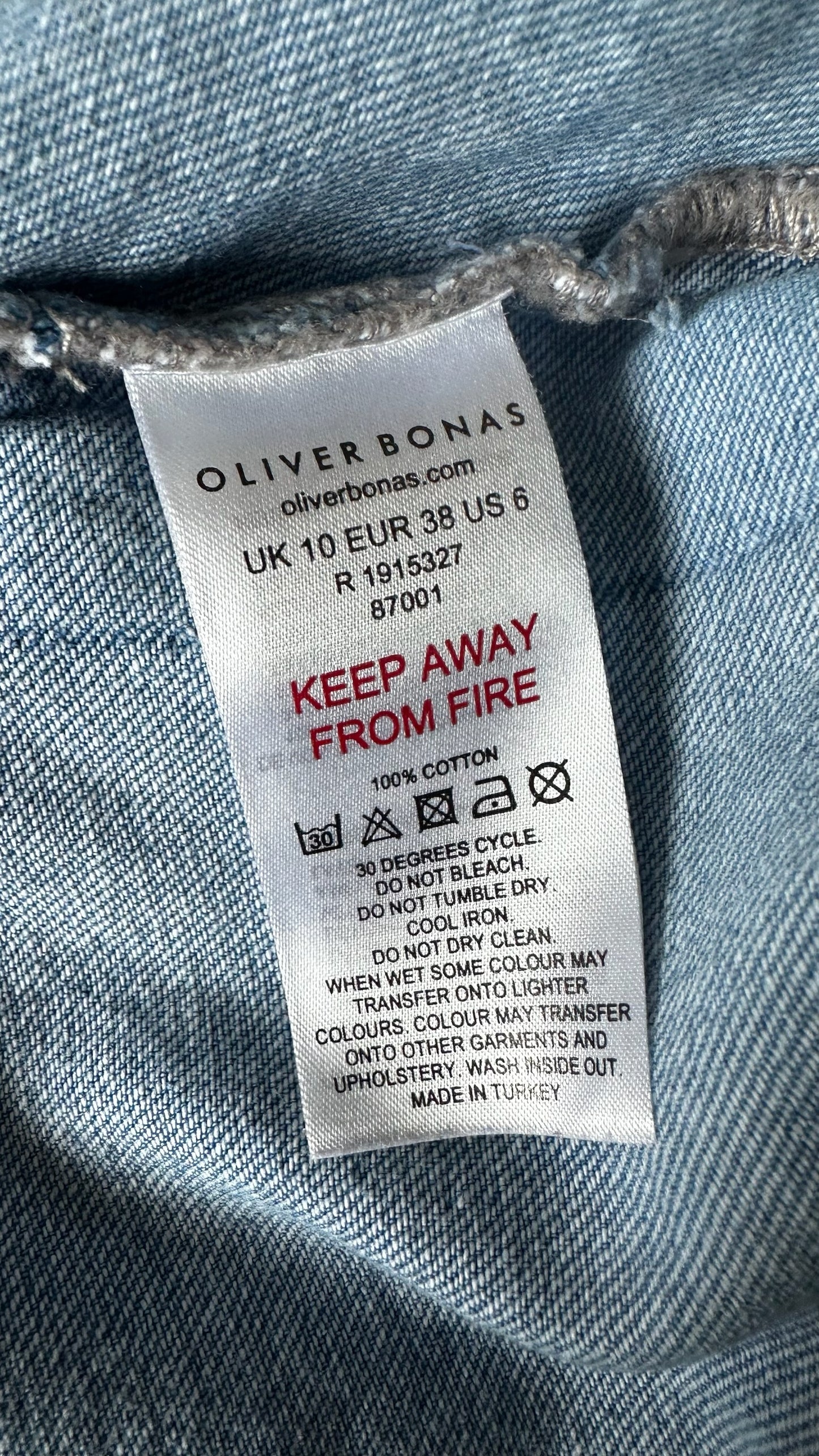 Oliver Bonas blue denim jeans mini dress small UK 10 vgc