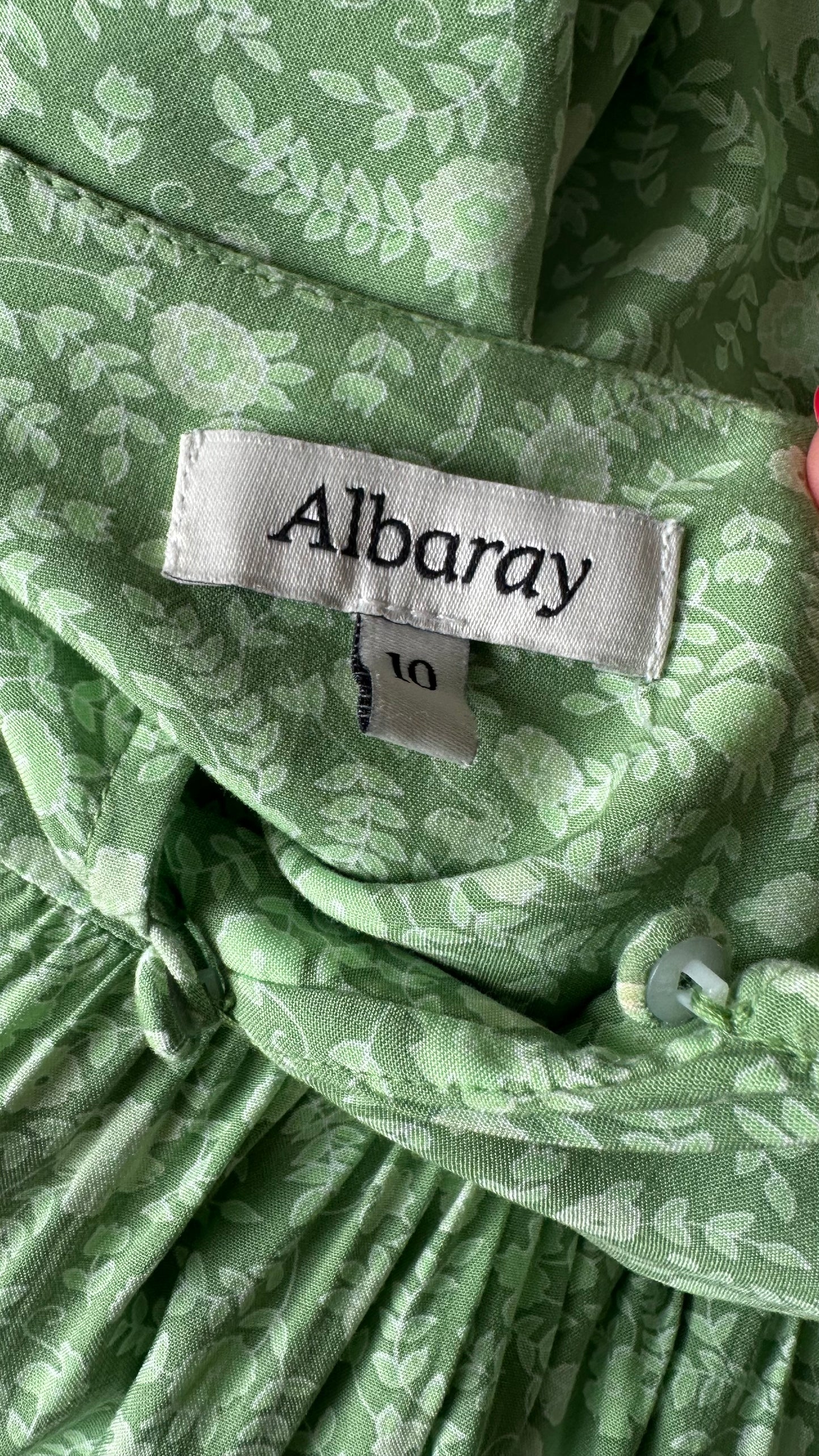 Albaray Green floral midi long dress small UK 10 vgc