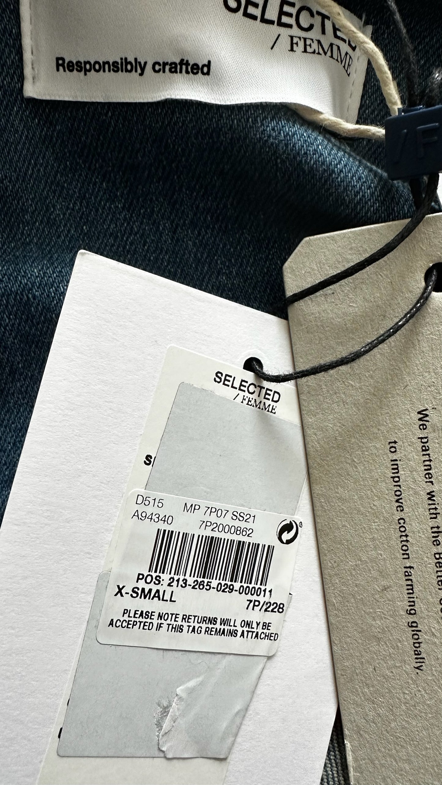 Selected femme @ Anthropologie blue denim button up mini dress small UK 8 vgc