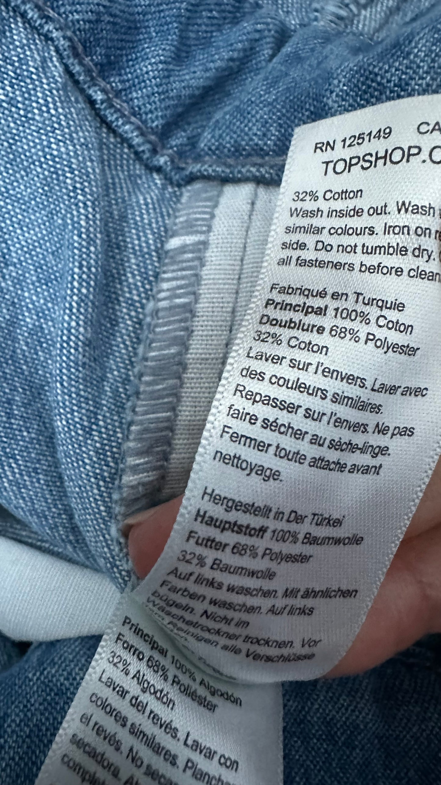 Topshop light blue denim jeans boiler suit jumpsuit small medium UK 6 8 12