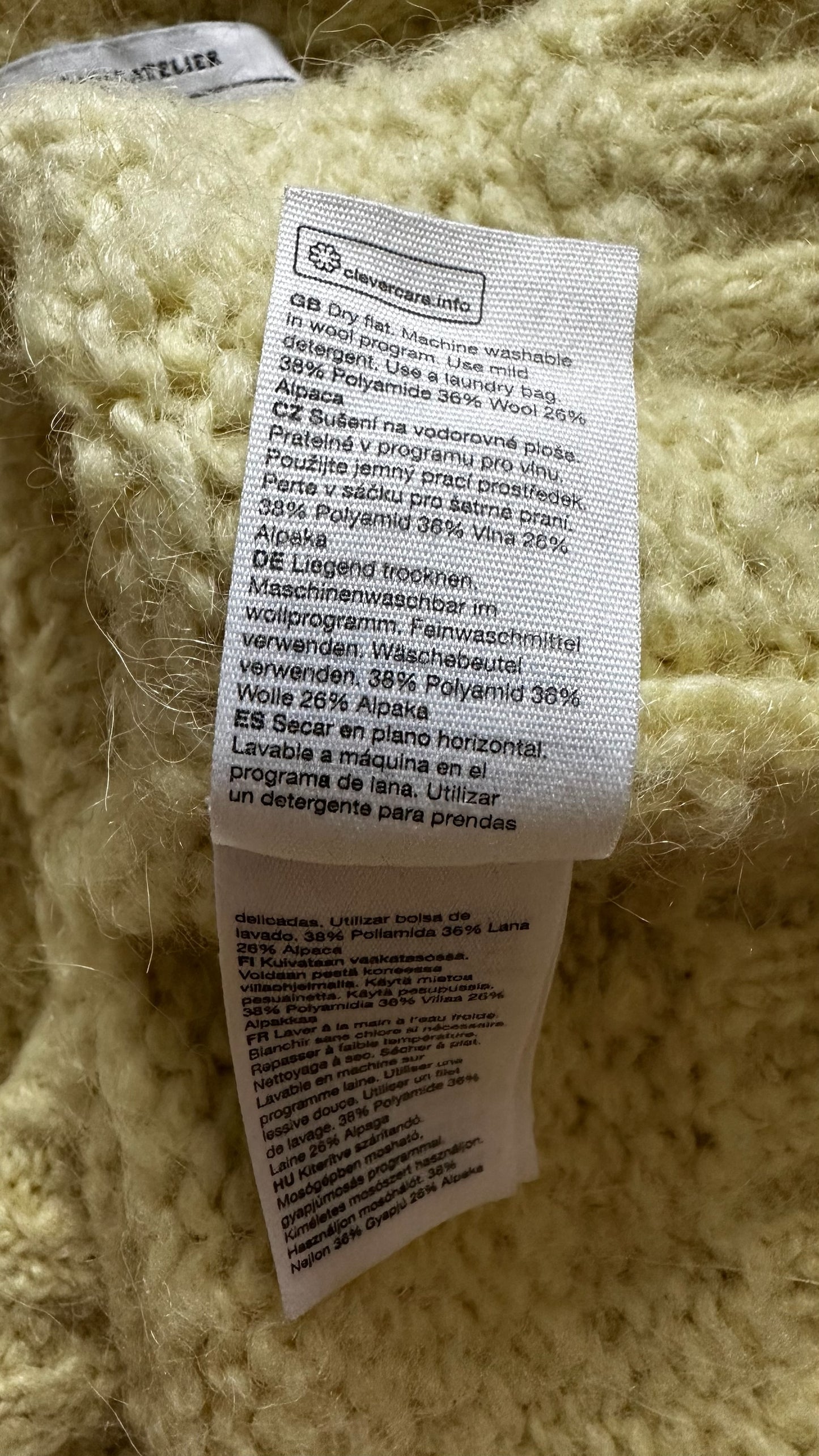 & other stories lemon yellow alpaca blend knitted tabard large UK 12-14 vgc