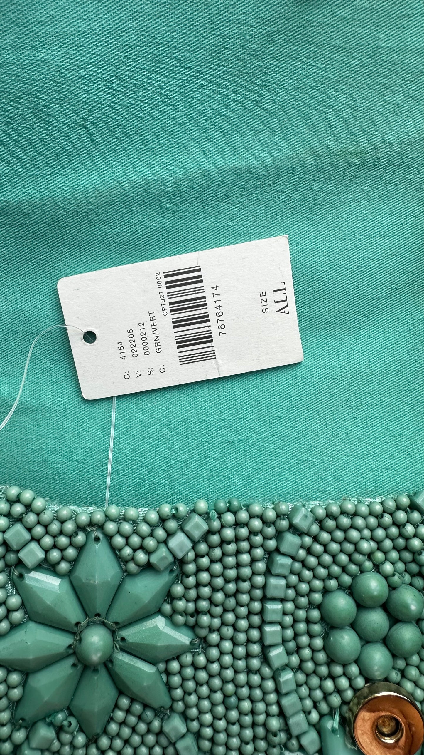 Anthropologie turquoise light green beaded clutch party bag small new bnwt event