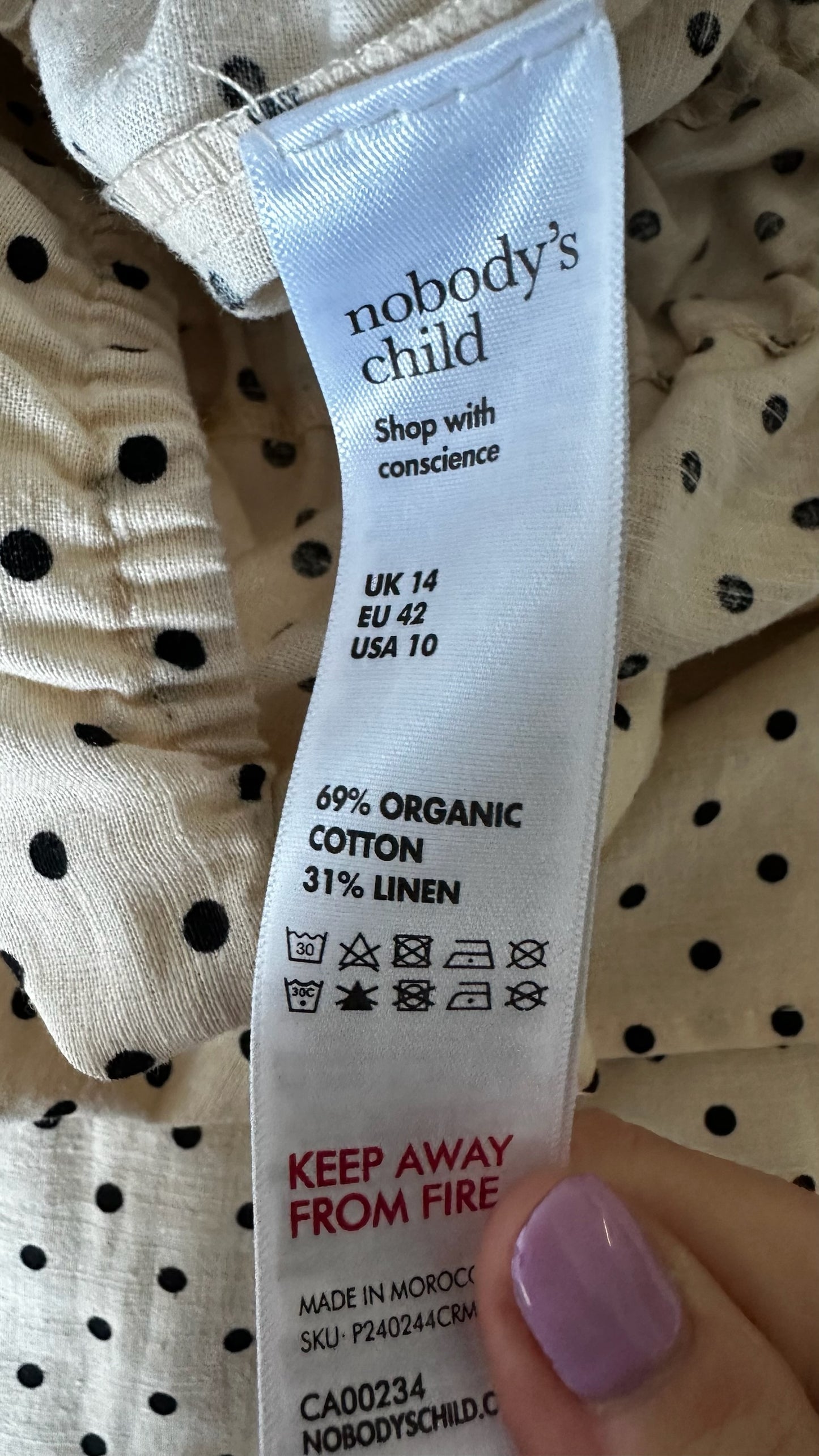 Nobodys child linen blend cream black polka dot shirt bust jumpsuit medium UK 14 vgc