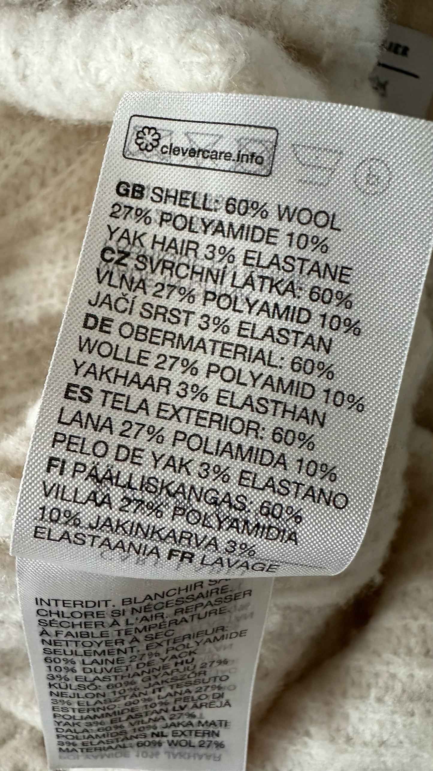 & other stories cream white yak hair wool blend knitted jumper large UK 12 vgc w25