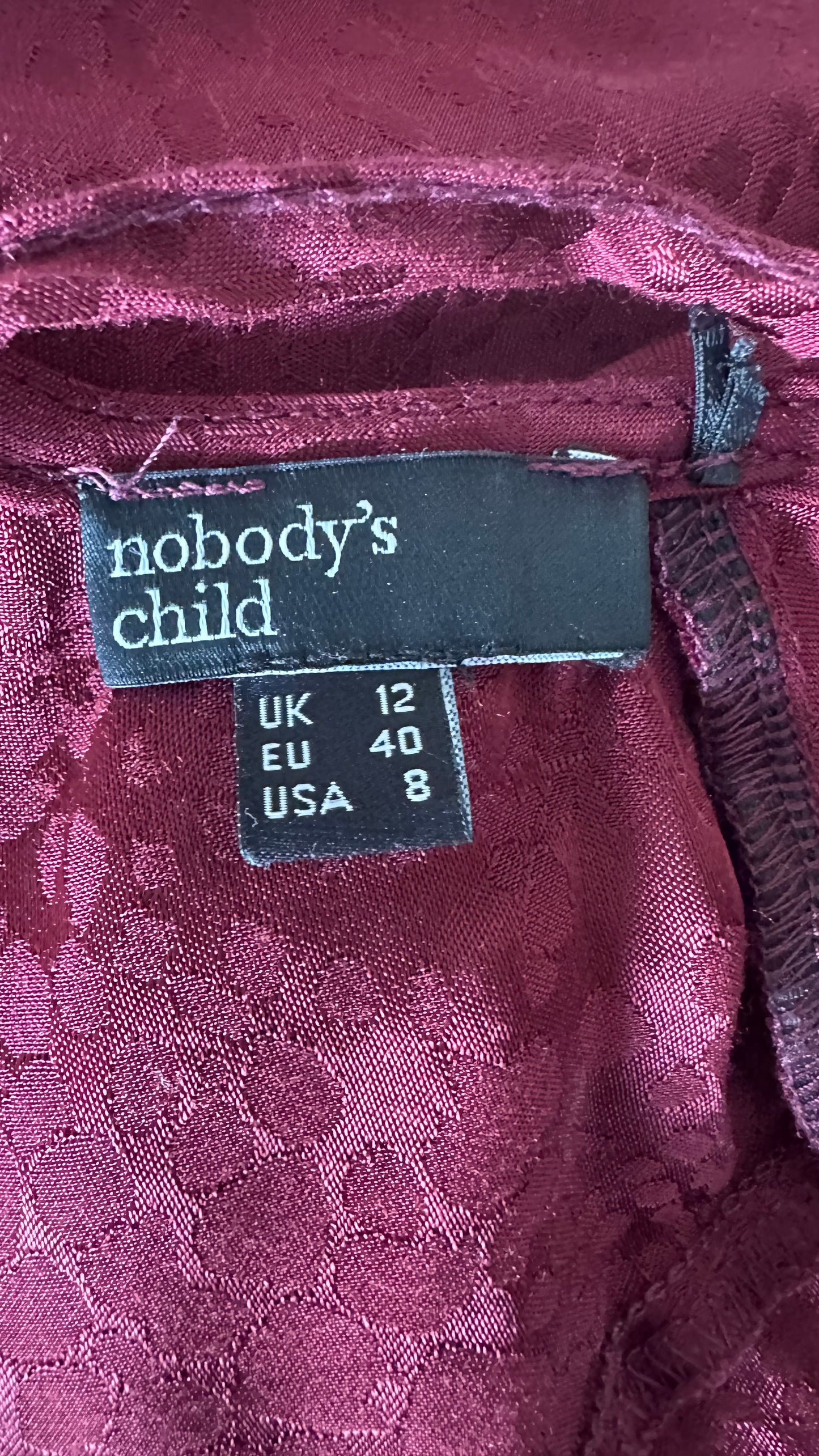 Nobody’s Child burgundy red maxi side split midi long dress event large UK 12 vgc w25