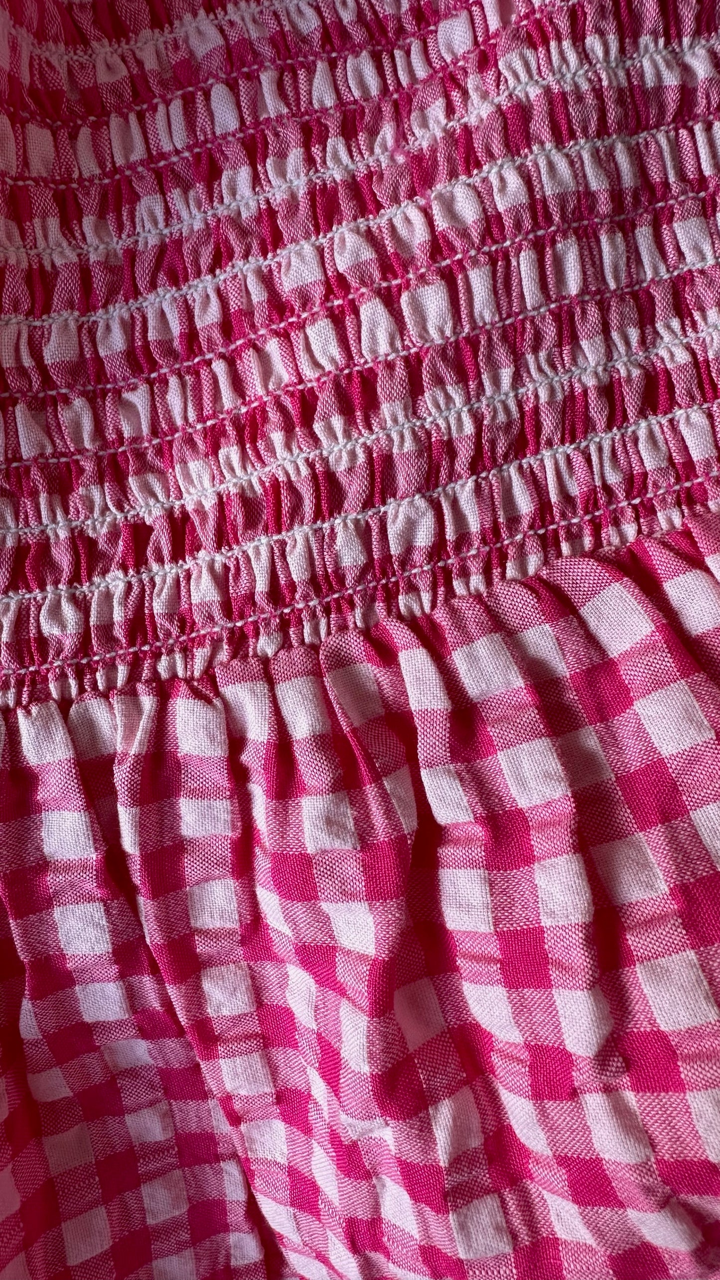 Nobody’s child pink gingham puff-sleeved midi long dress medium UK 10-12