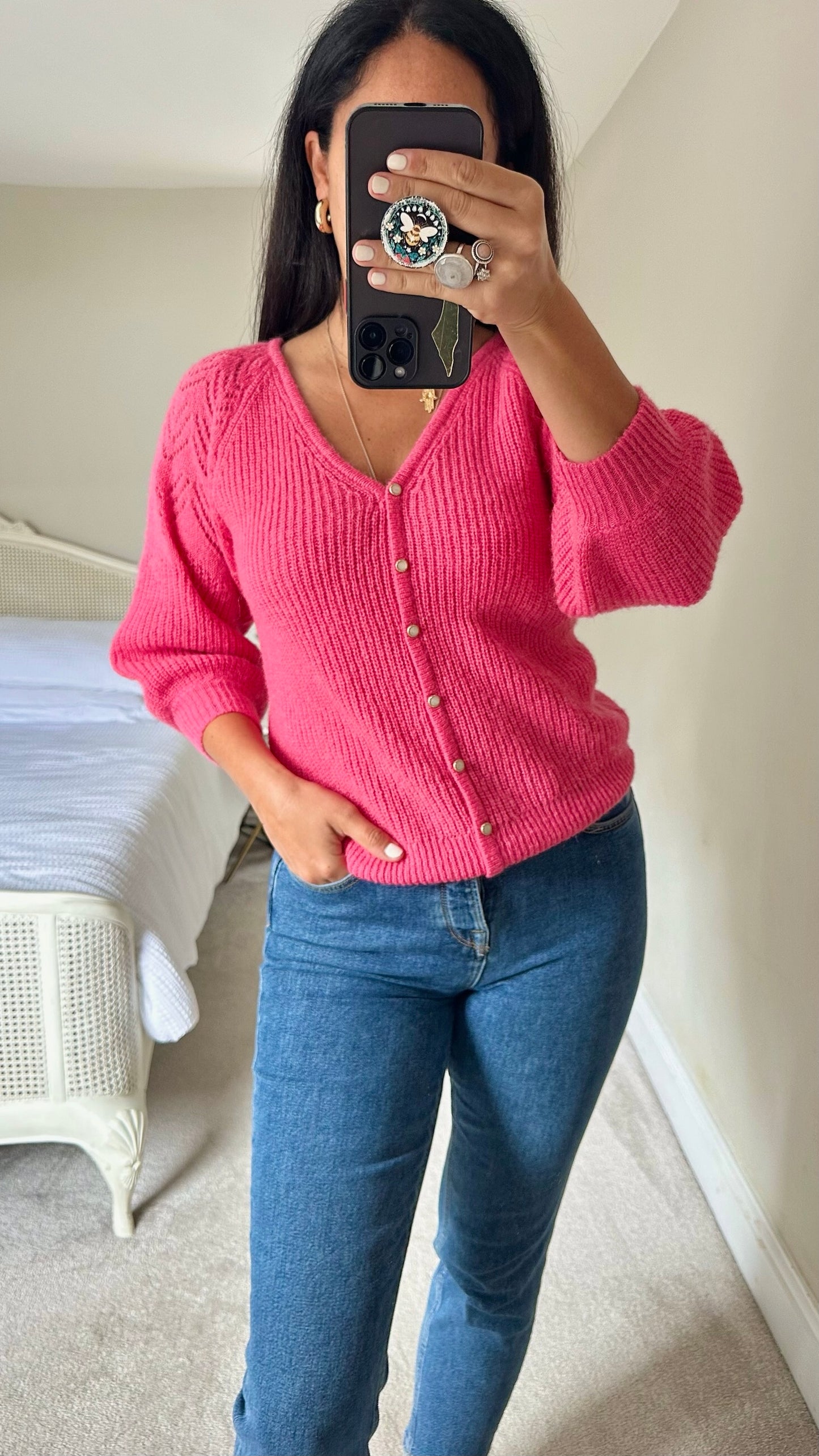 Oliver bonas fuchsia pink alpaca blend jumper extra small small UK 6-8 vgc