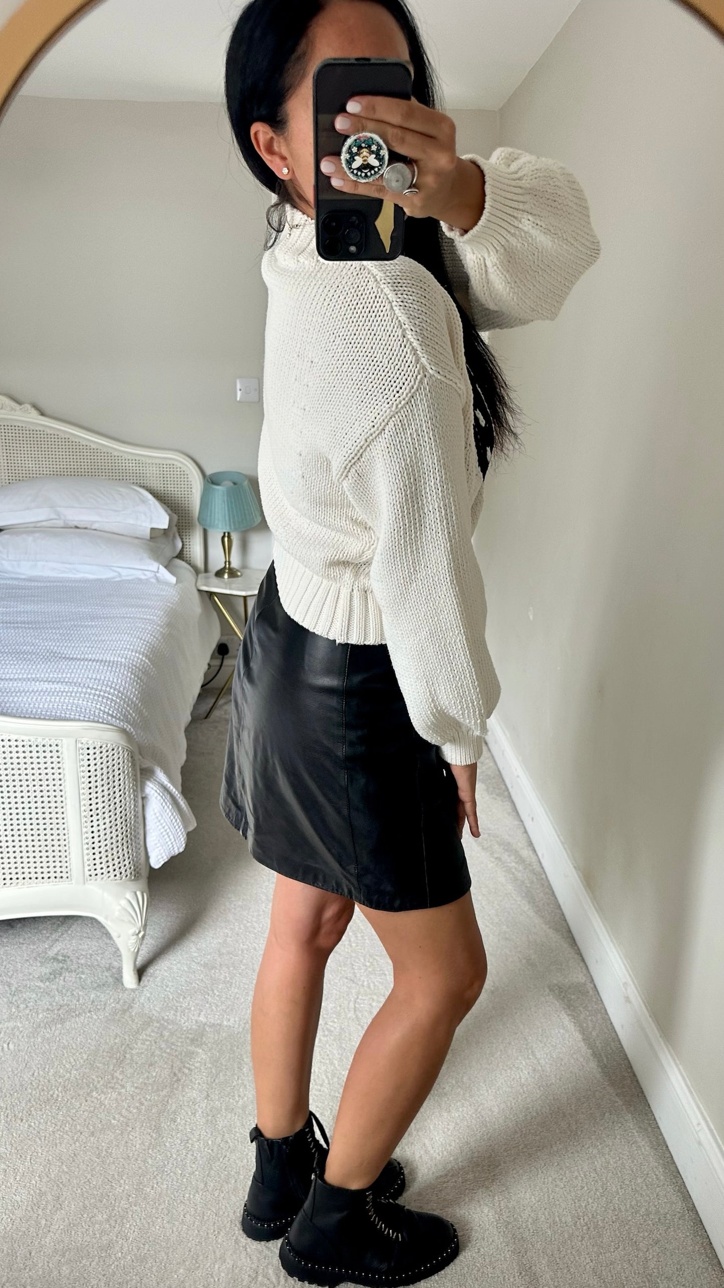 Anthropologie white black lucky horseshoe knitted jumper small medium SM UK 8-10 excellent used condition