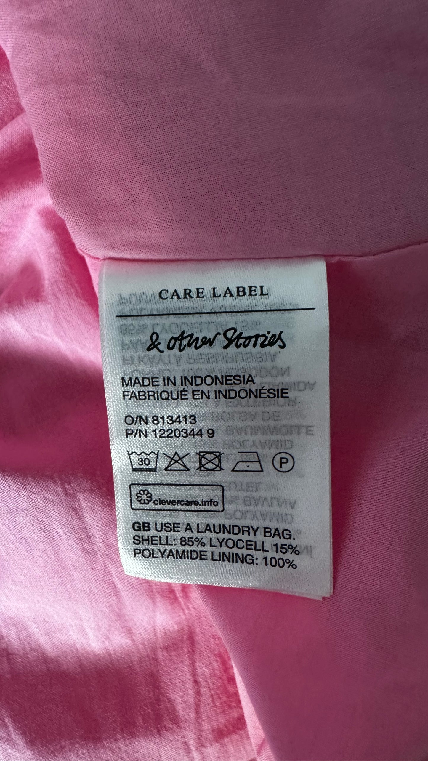 & other stories rose pink mini puff sleeve dress holiday medium UK 12 vgc