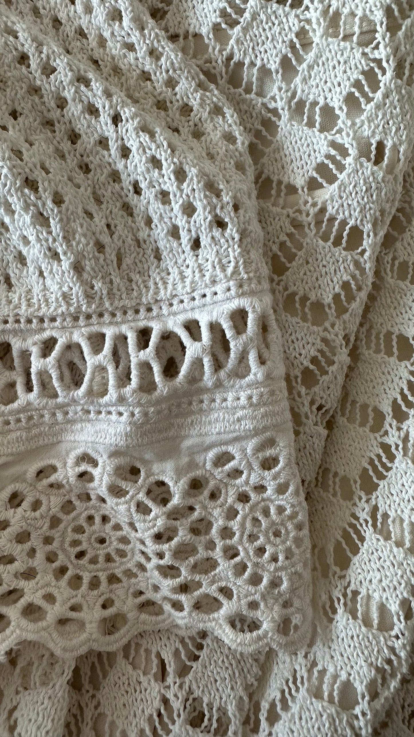 Zara cream white crochet mini dress medium UK 10 vgc holiday