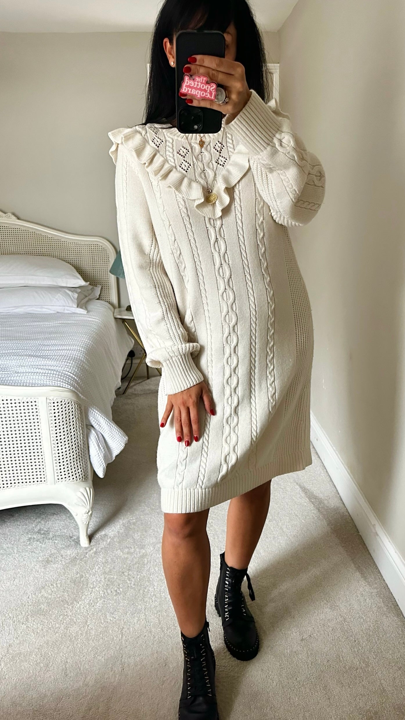 & other stories cream cable knit jumper dress large UK 12 vgc