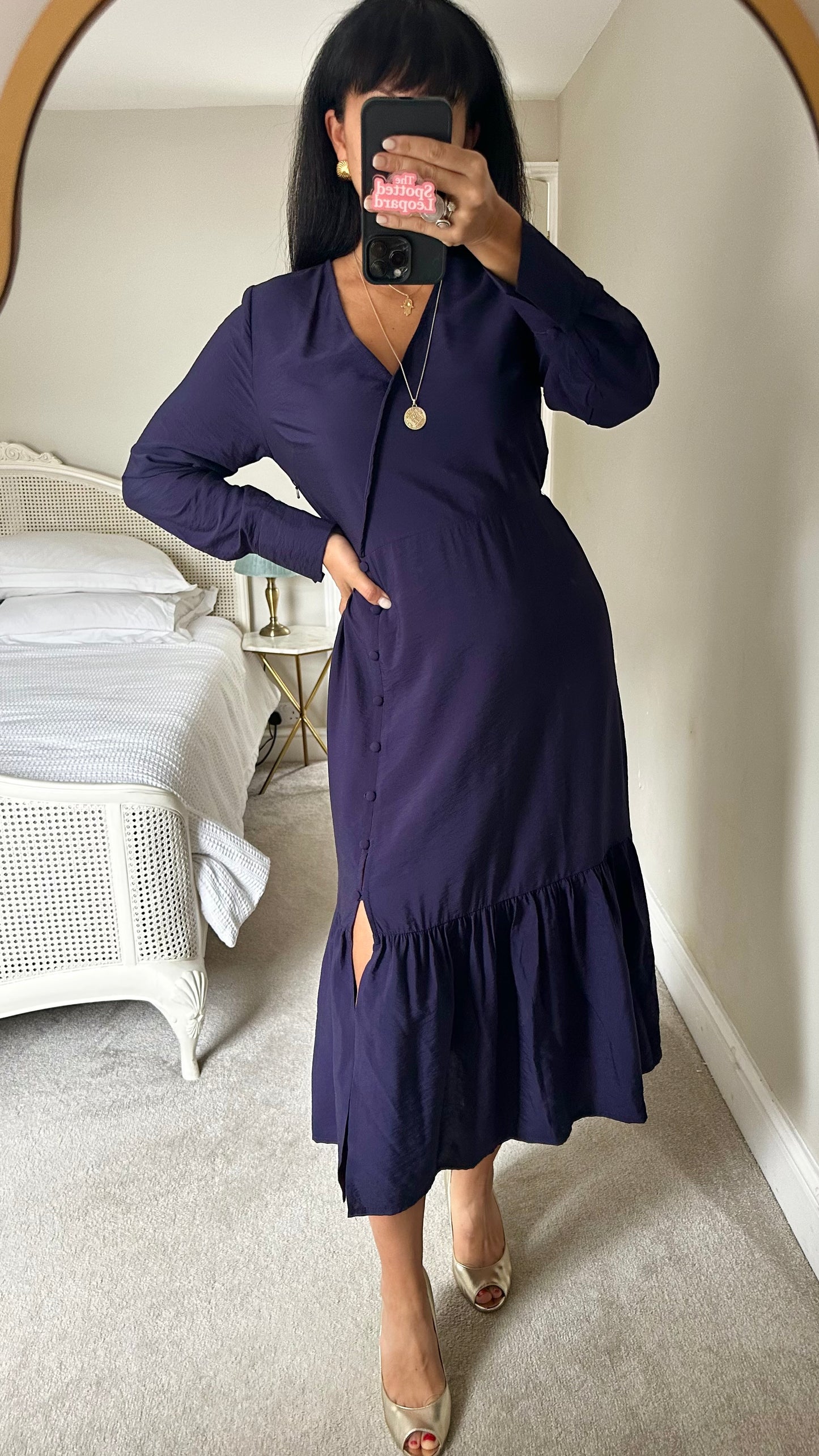 Nobody’s Child navy blue indigo midi side split bnwt new UK 10 medium
