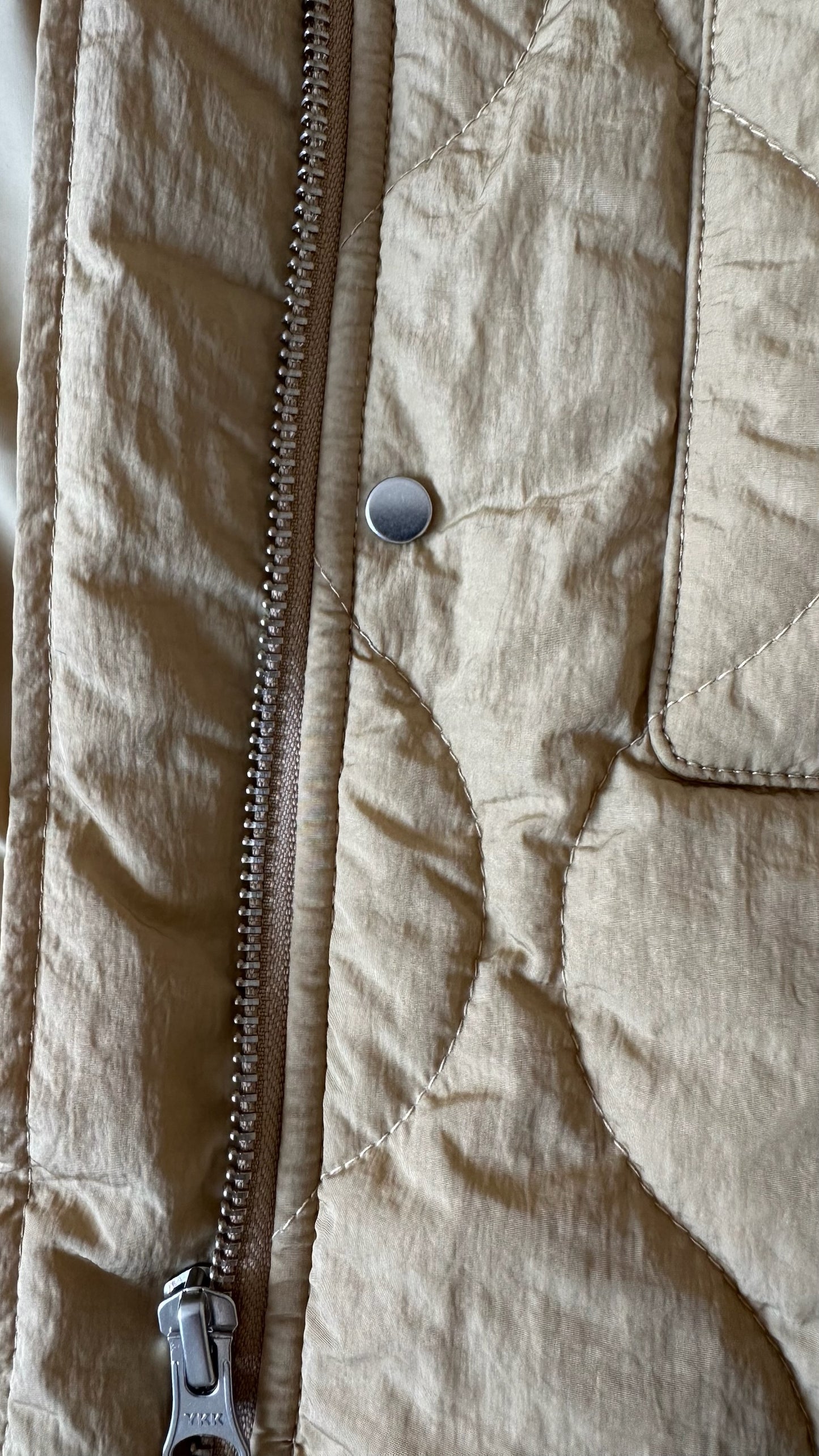 & other stories camel beige tan quilted long line coat small UK 8 vgc w25