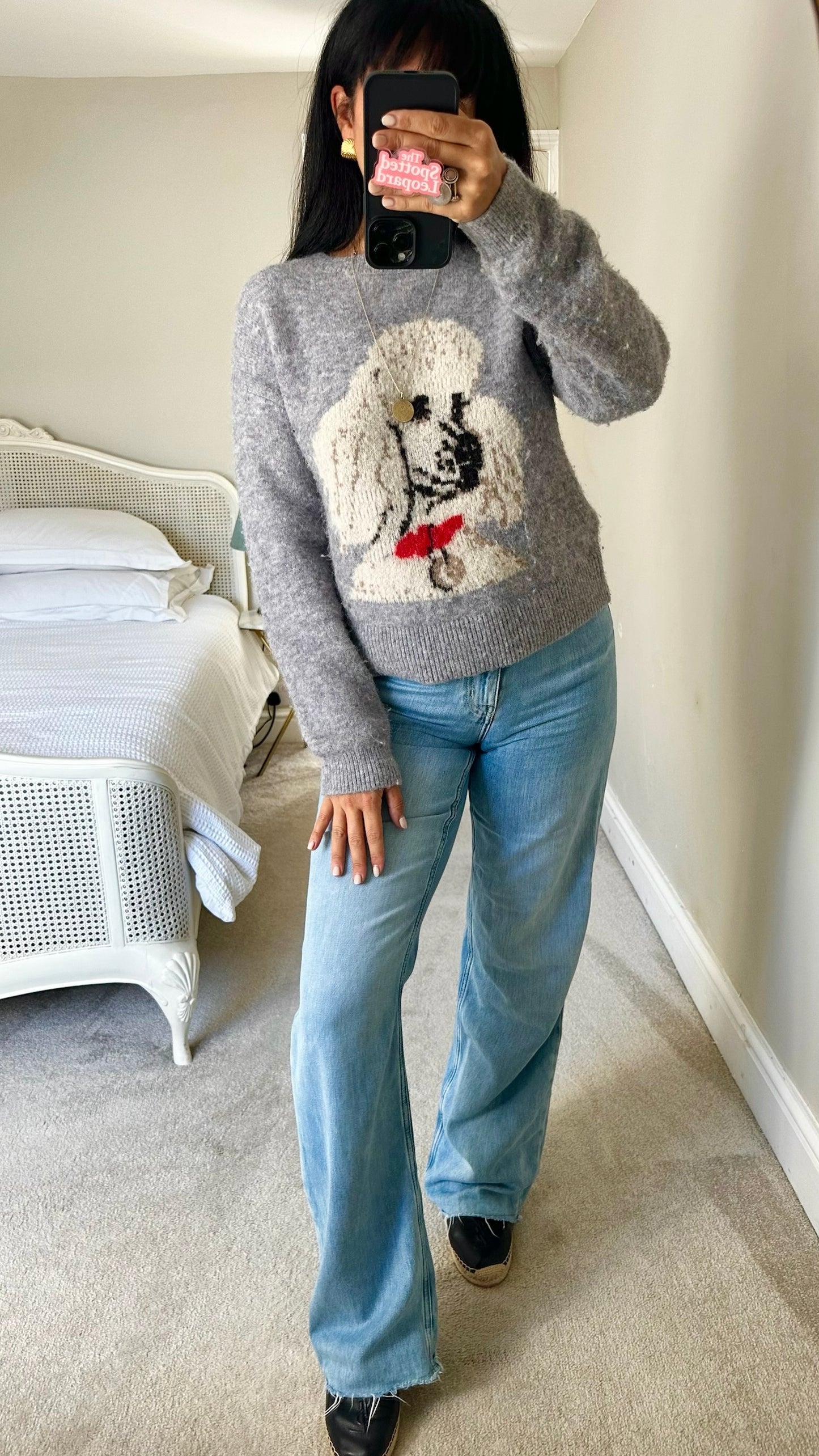 &Other stories grey alpaca blend poodle dog print jumper small S 8-10 excellent used condition
