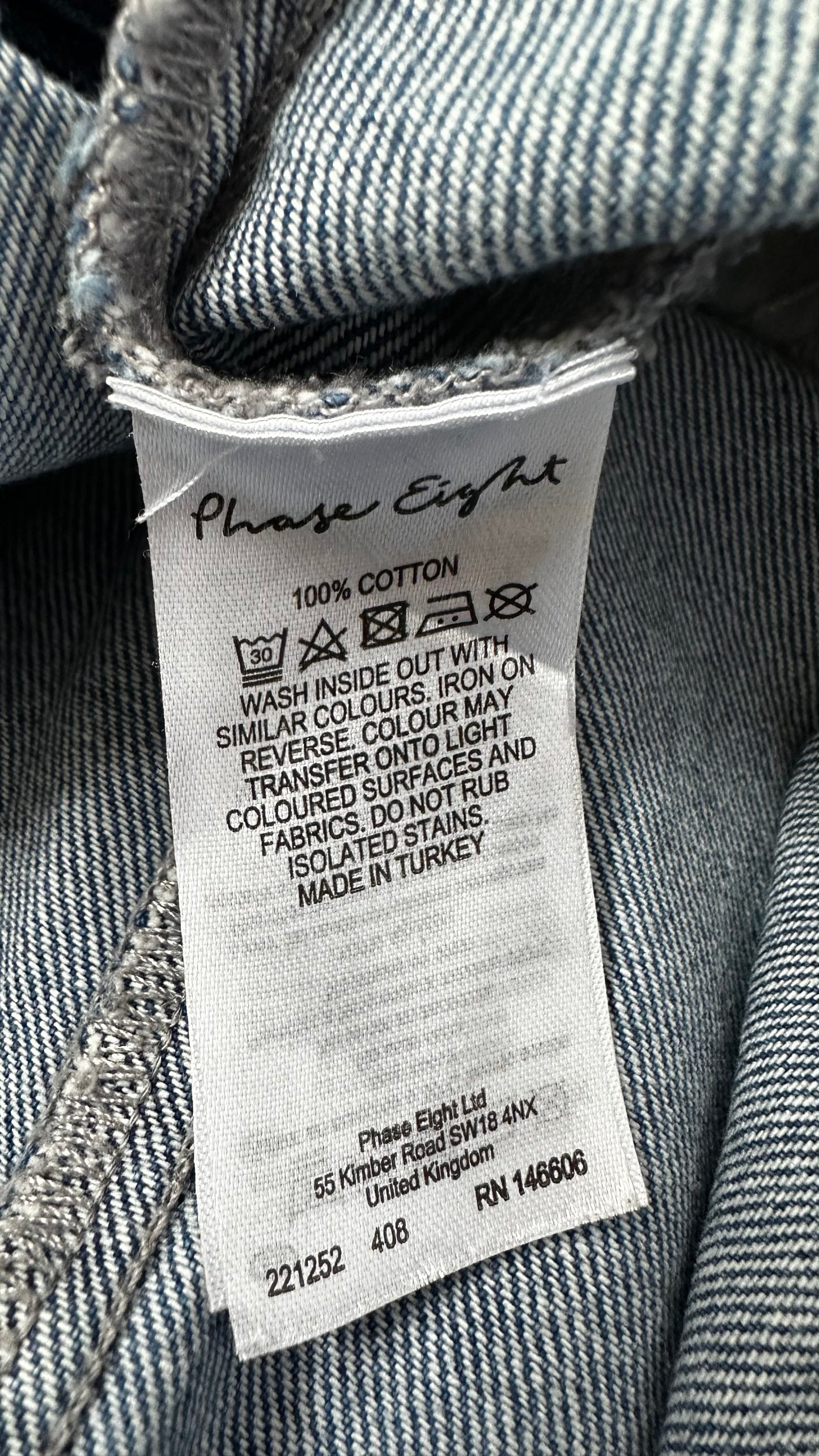 Phase Eight denim jeans blue button up casual midi dress small UK 10 vgc