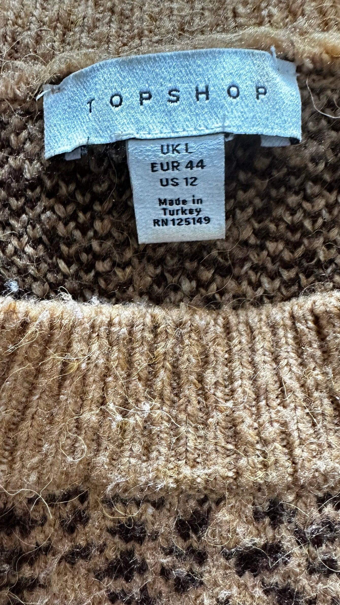 Topshop brown black leopard animal print crop jumper large L UK 12 excellent used condition
