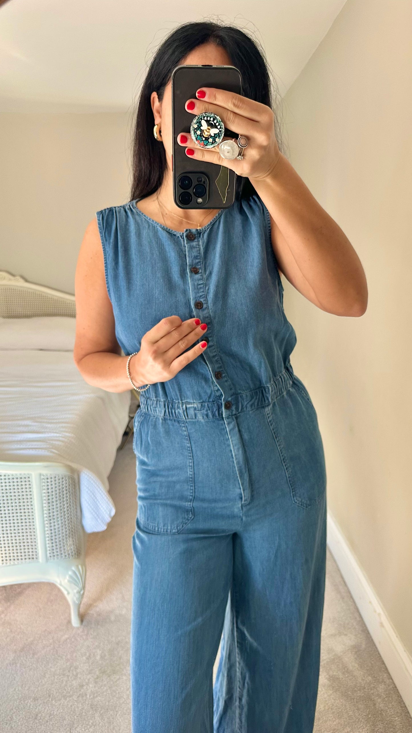 Oliver Bonas denim jeans jumpsuit boiler suit small UK 8 vgc
