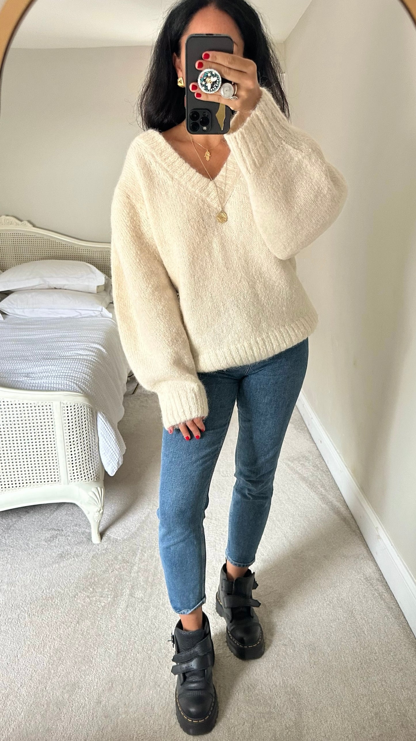 & other stories cream white alpaca blend knitted jumper oversized extra large UK 14 vgc w25
