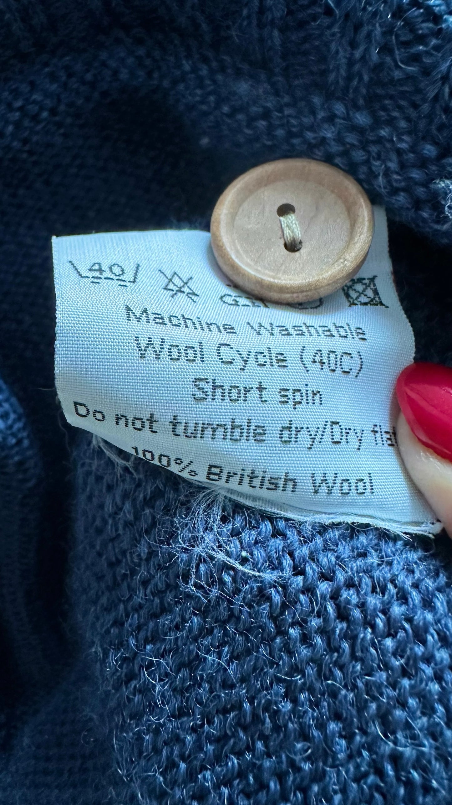 WoolOvers navy blue 100% wool knitted waistcoat vest small medium SM UK 8-10 excellent used condition