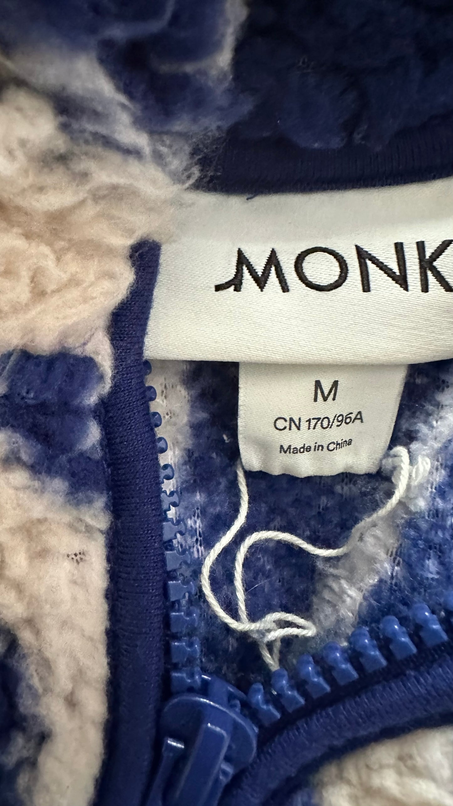Monki blue white ice cream swirl fleece jacket M medium UK 10-12 good used condition W25