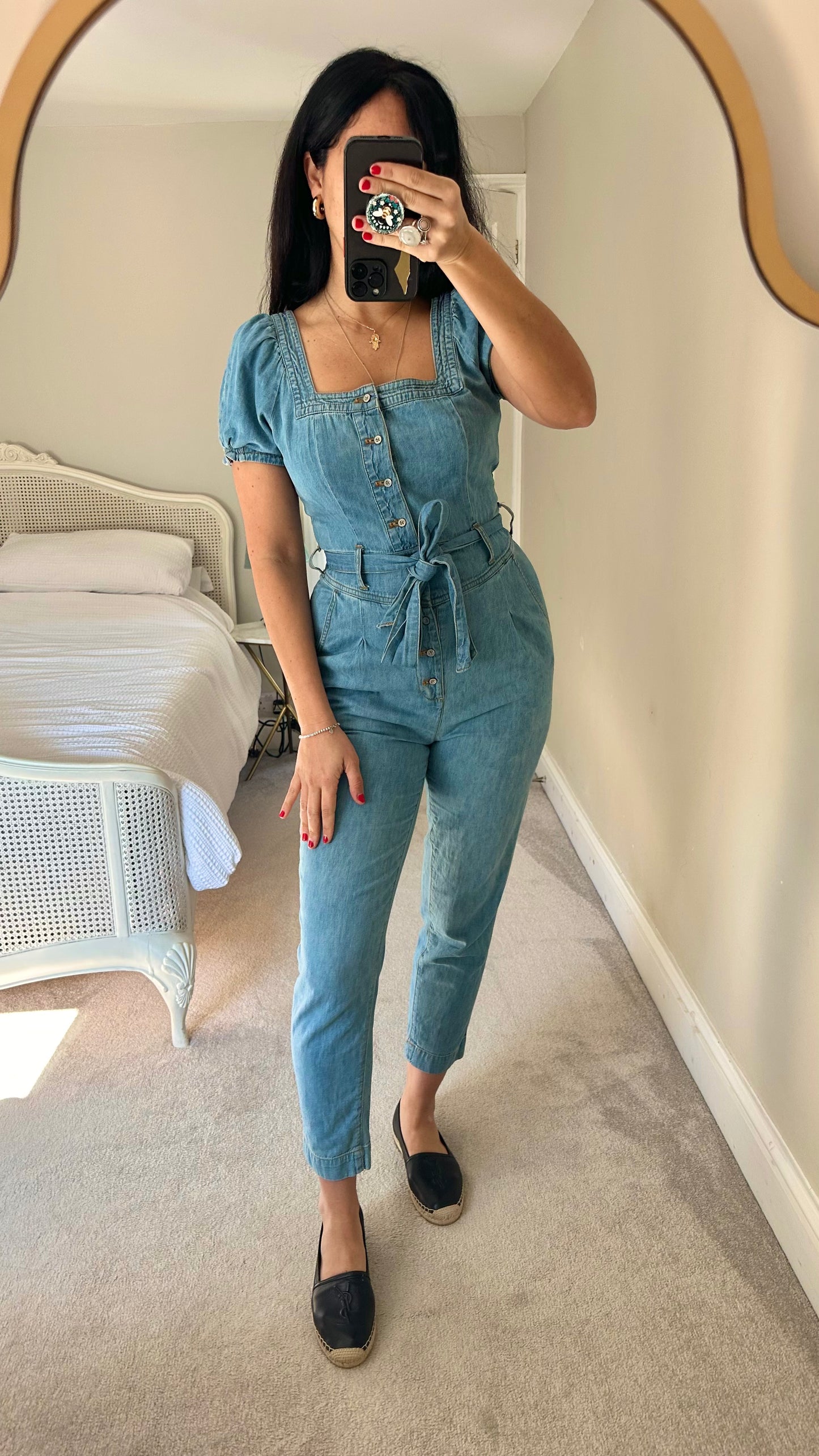 Pilcro @ Anthropologie denim jumpsuit boiler suit jeans trousersuit small UK 8 vgc