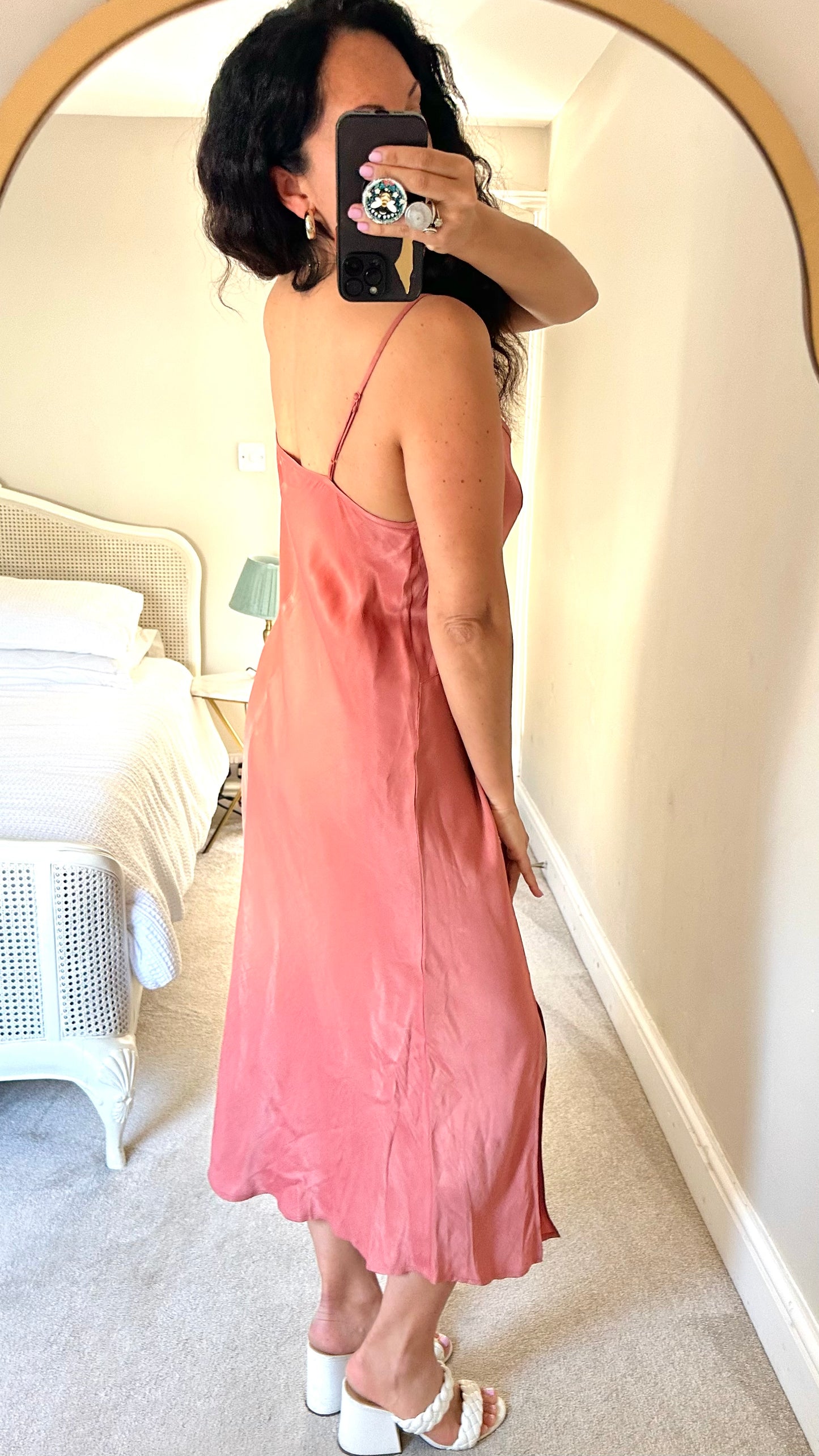 Second Female dusky pink slip midi long event dress medium large 12-14 vgc