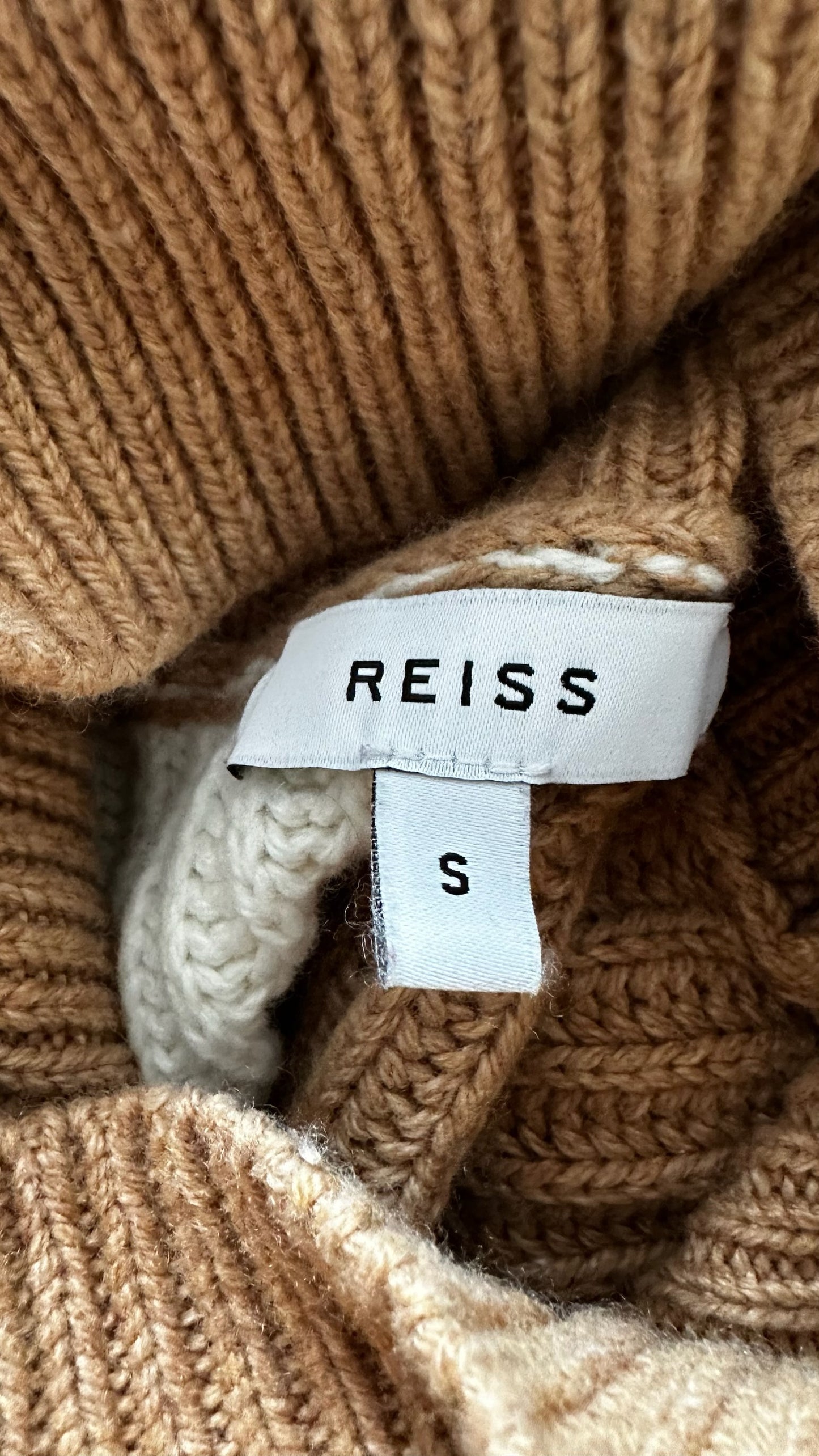 Reiss cream beige stripe knitted jumper dress medium UK 10 vgc