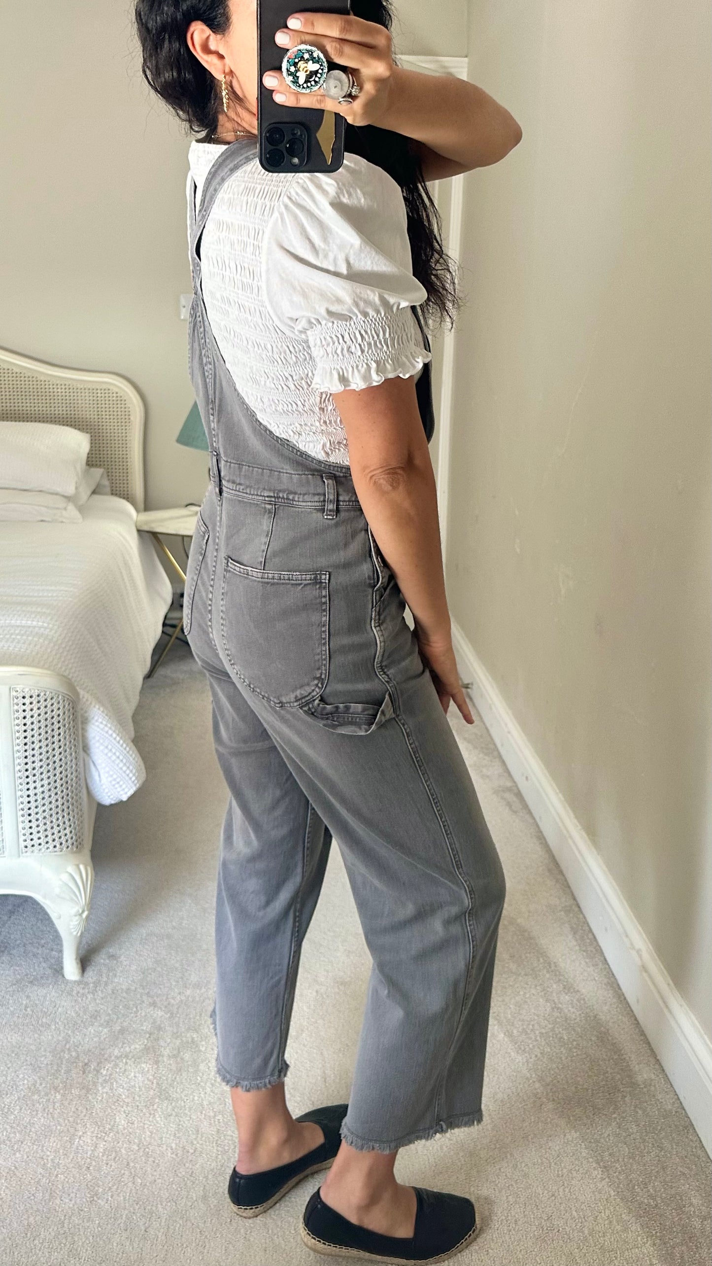 Pilcro @ Anthropologie light grey denim jeans dungarees jumpsuit small medium UK 8 10 vgc
