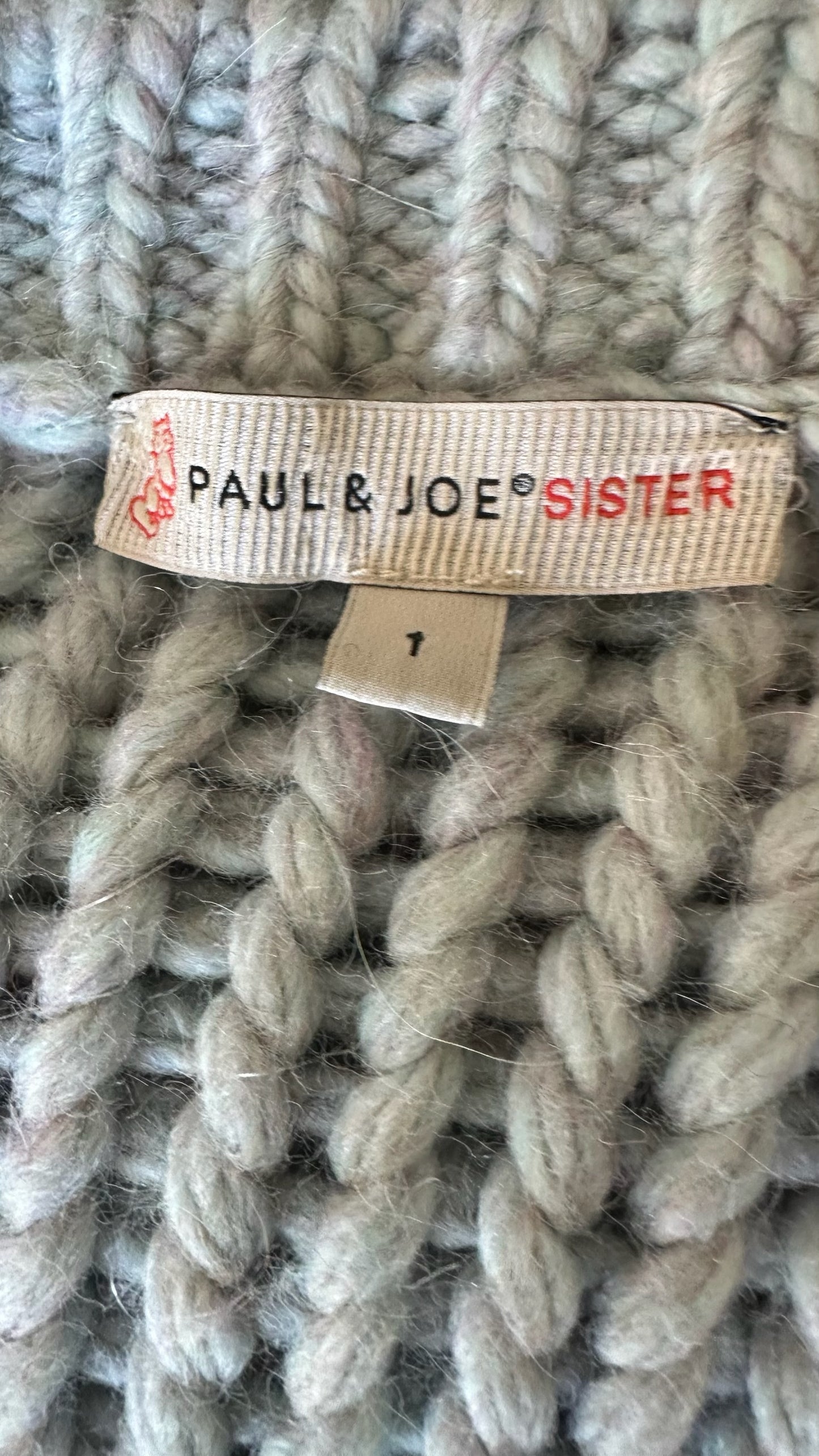 Paul & joe sister light blue chunky knit alpaca wool blend jumper small UK 8 vgc w25