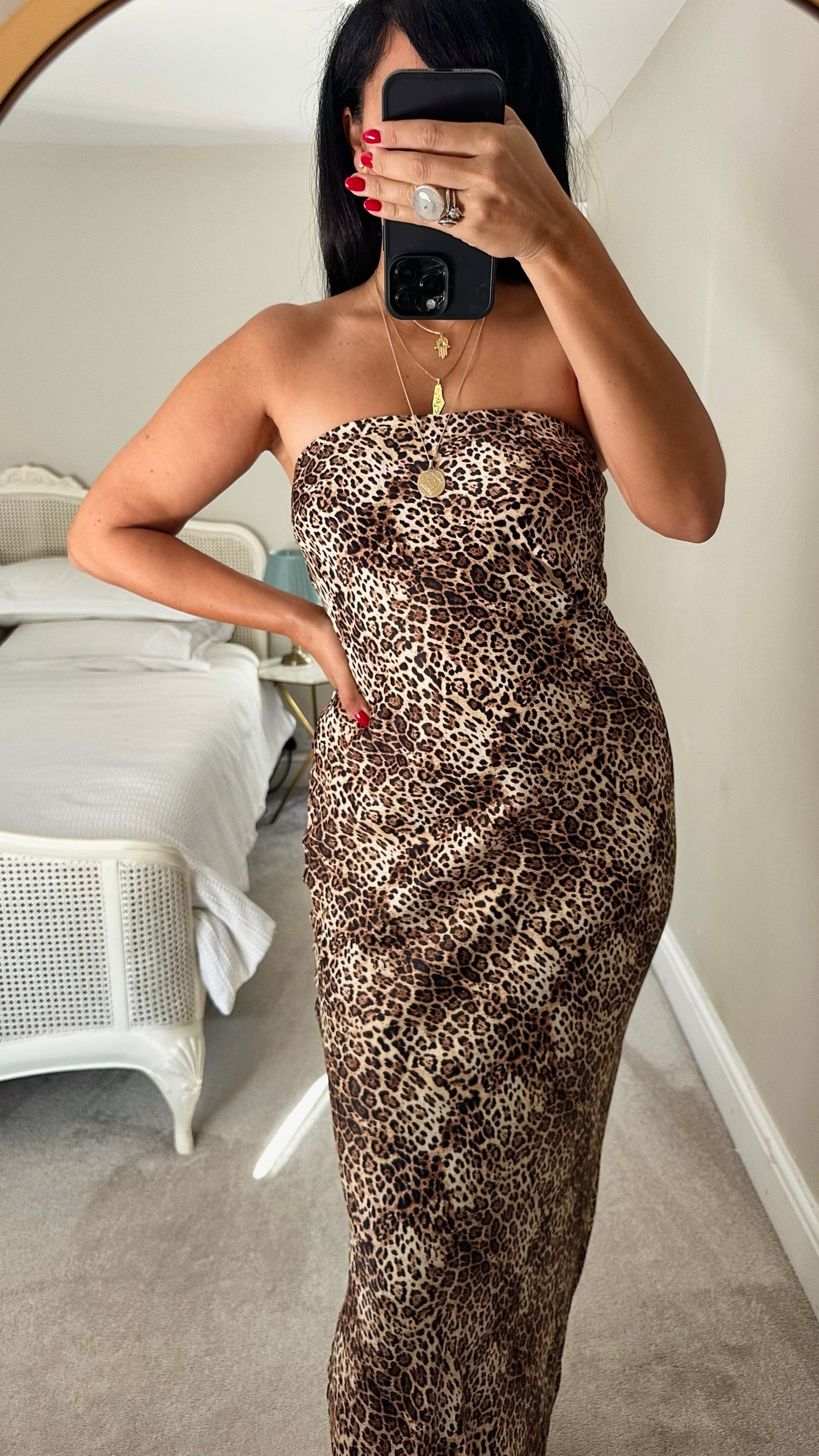 Anthropologie leopard print long maxi event dress UK 8 vgc