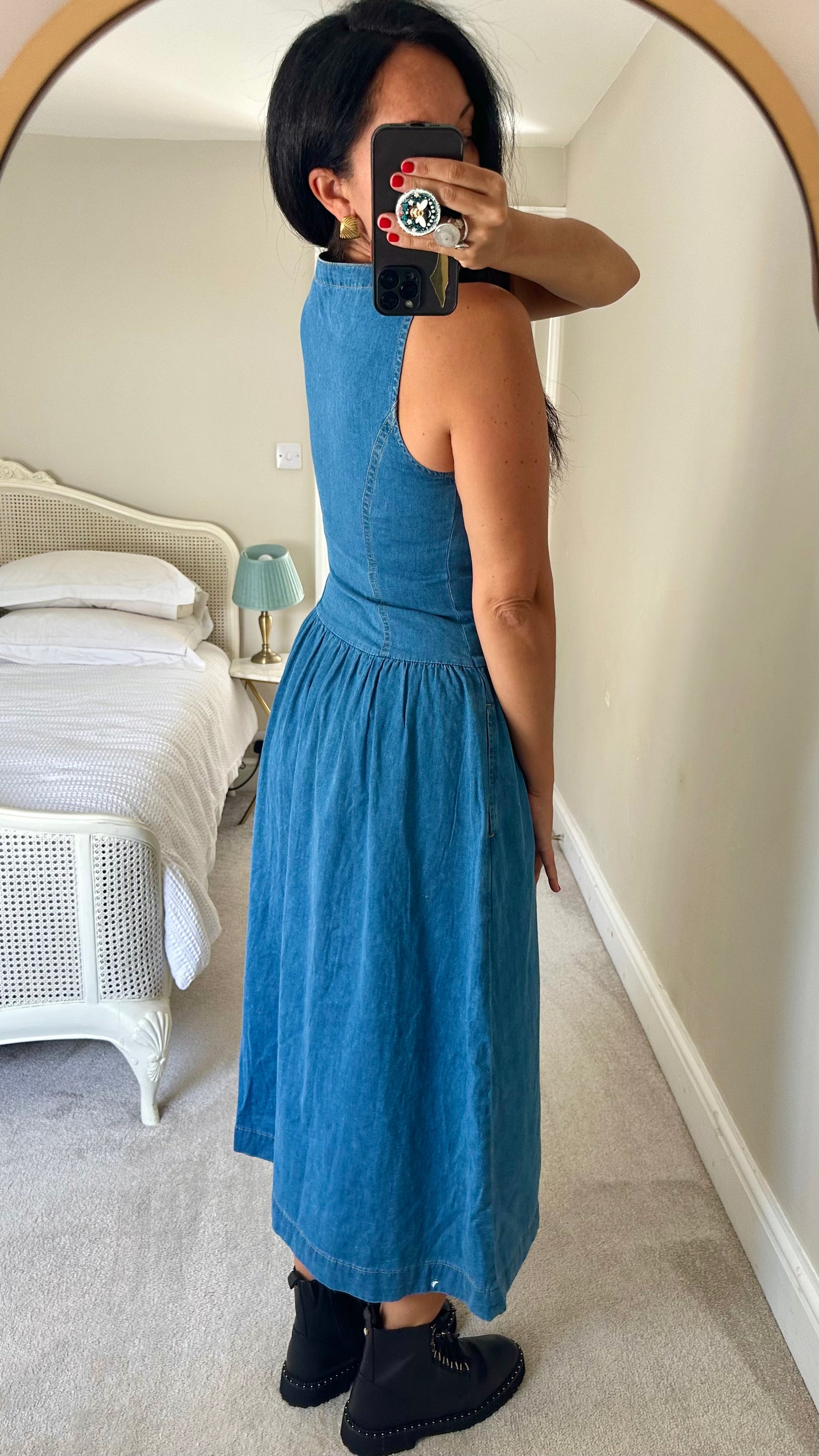Nobody’s Child light blue button up maxi midi long dress casual small UK 8 vgc