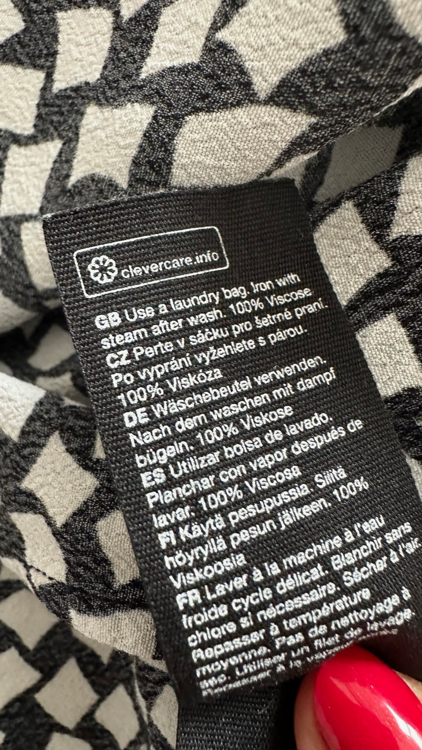 & other stories black and white square print split midi dress large UK 12-14 vgc