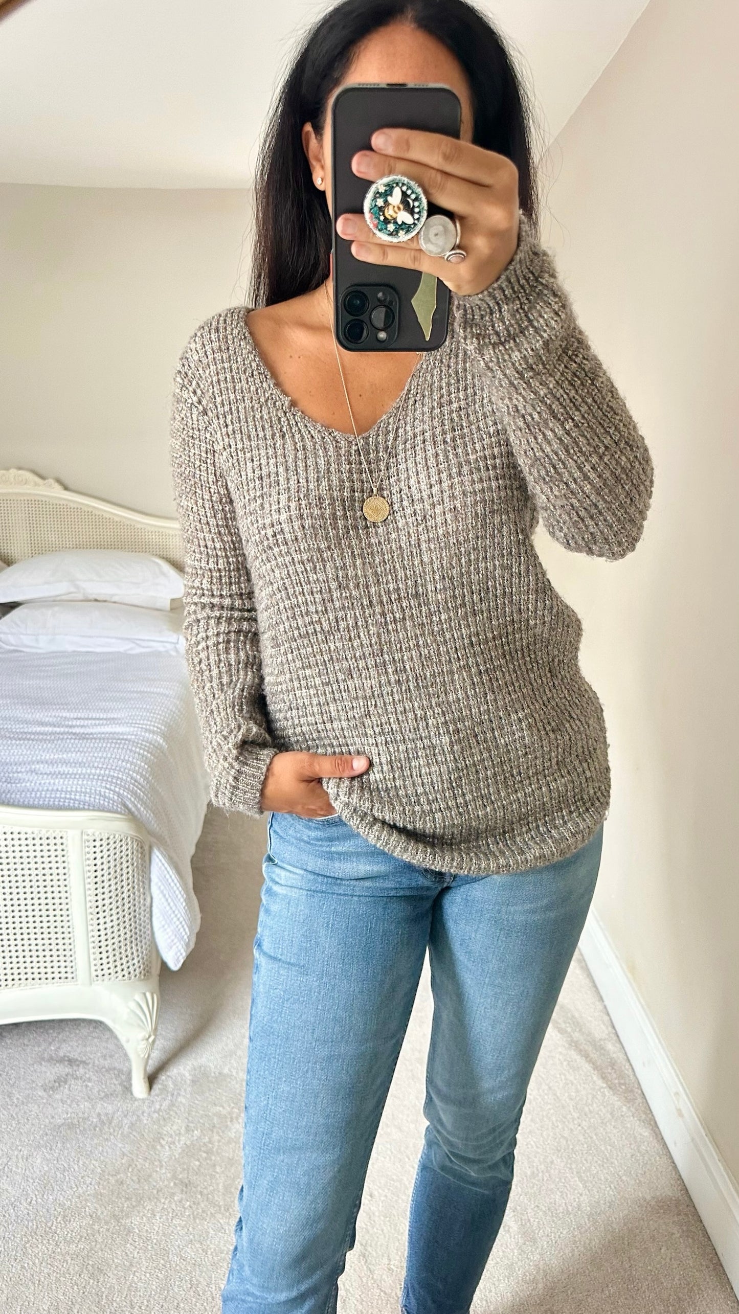 Yerse @Anthropologie grey silver wool blend jumper medium M UK 10 excellent used condition W25