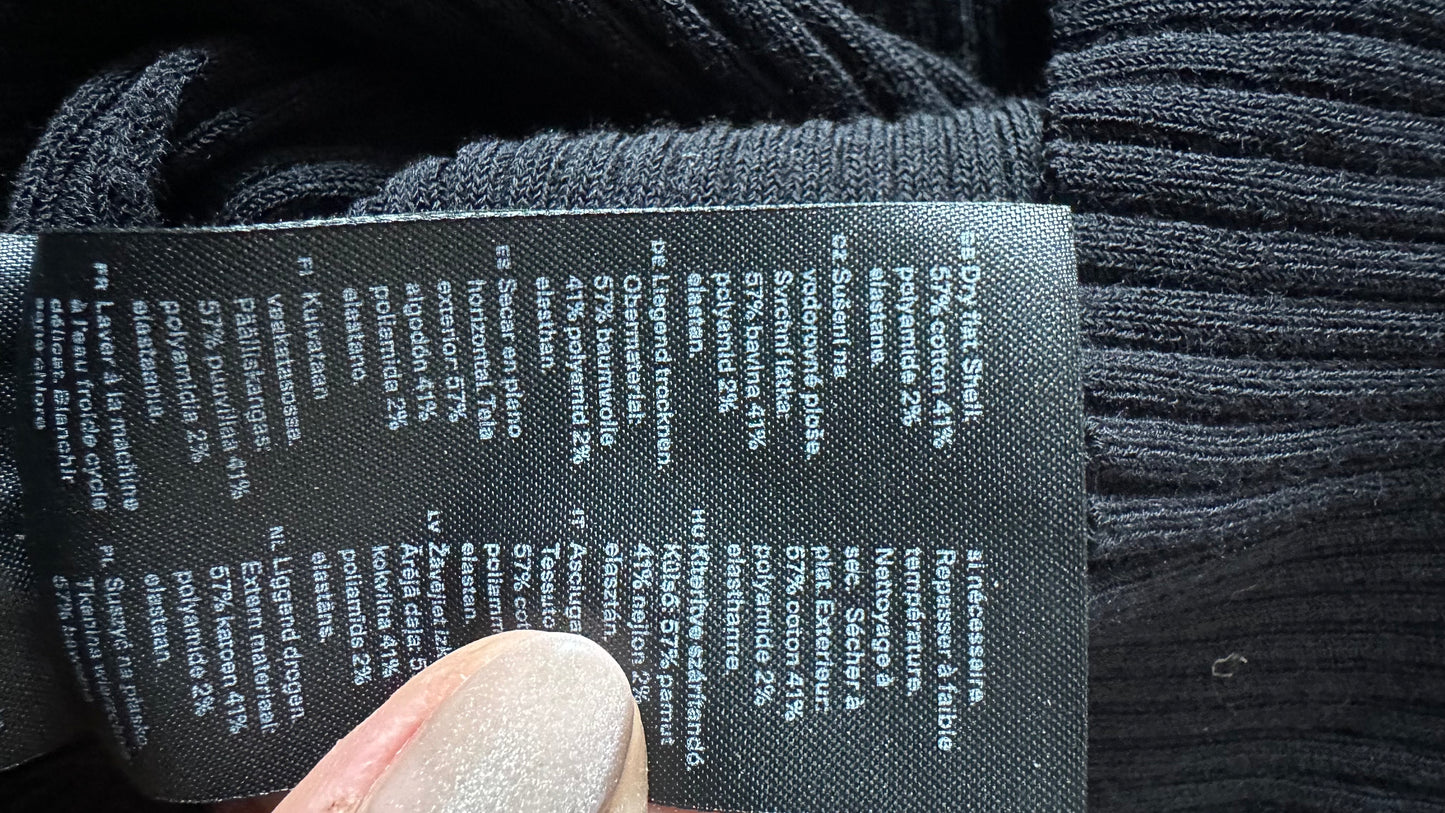 Arket black ribbed stretch cut out back knitted jumper large UK 14 vgc