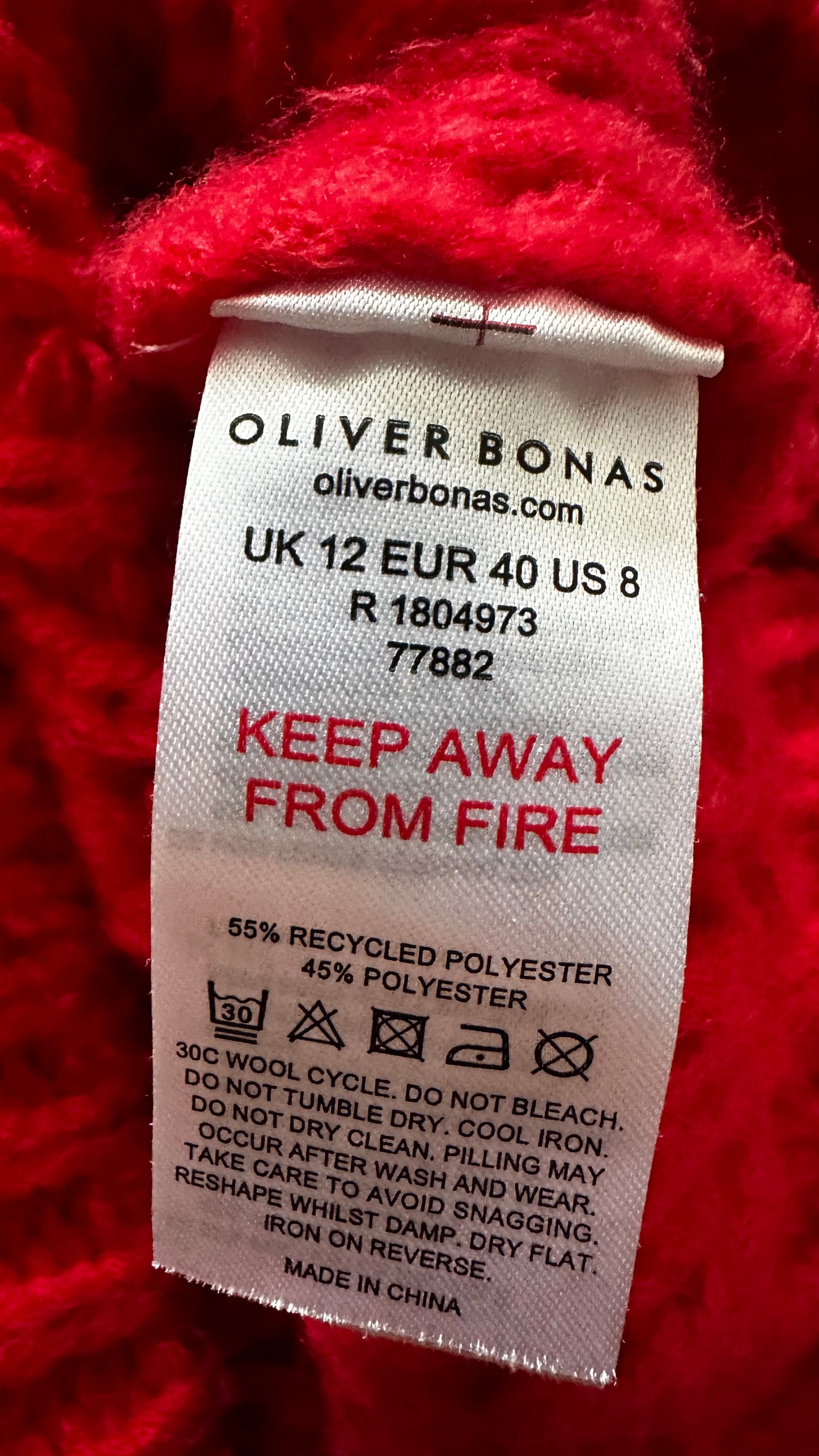 Oliver Bonas bright red knitted tank top waistcoat vest medium UK 12 vgc