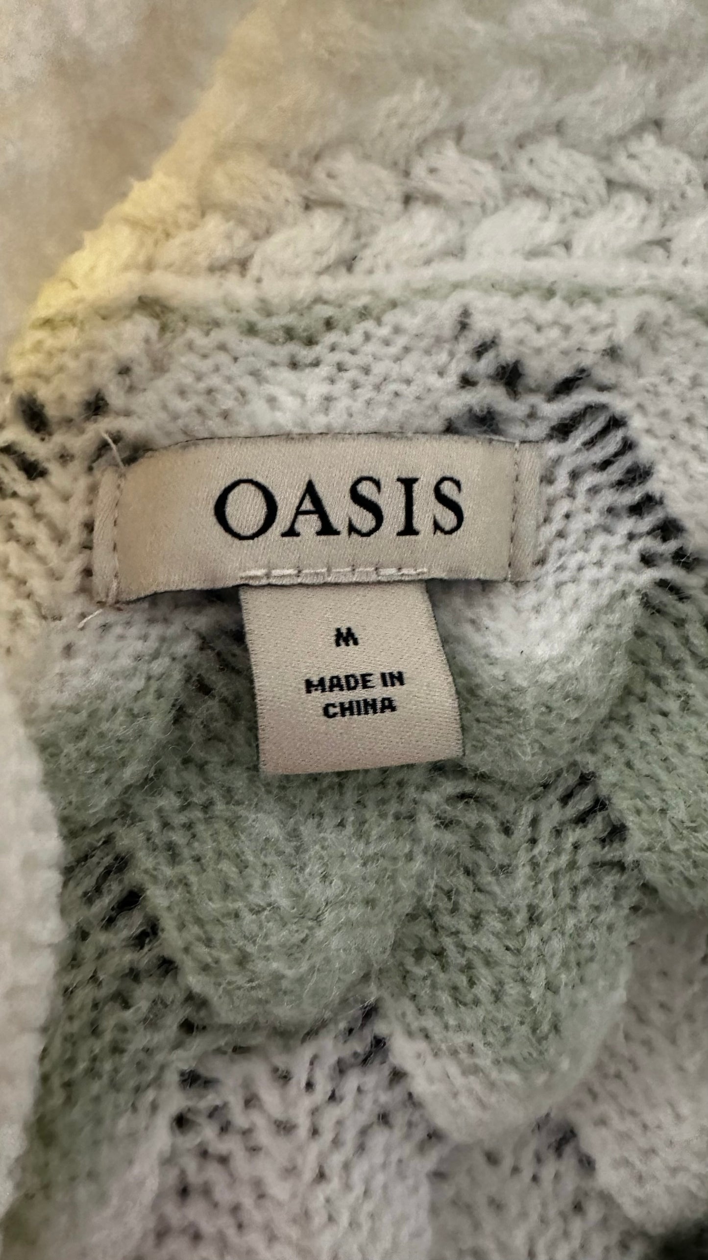 Oasis cream mint green knitted jumper medium M UK 10 excellent used condition