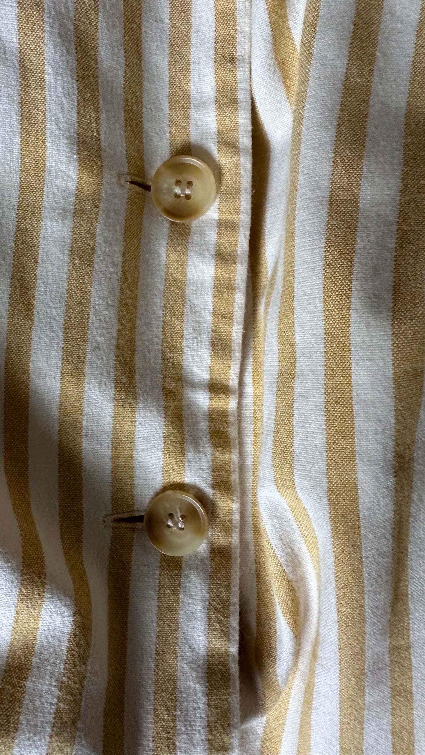 Warehouse mustard yellow white stripe button up midi casual dress length holiday dress extra large UK 12-14 vgc