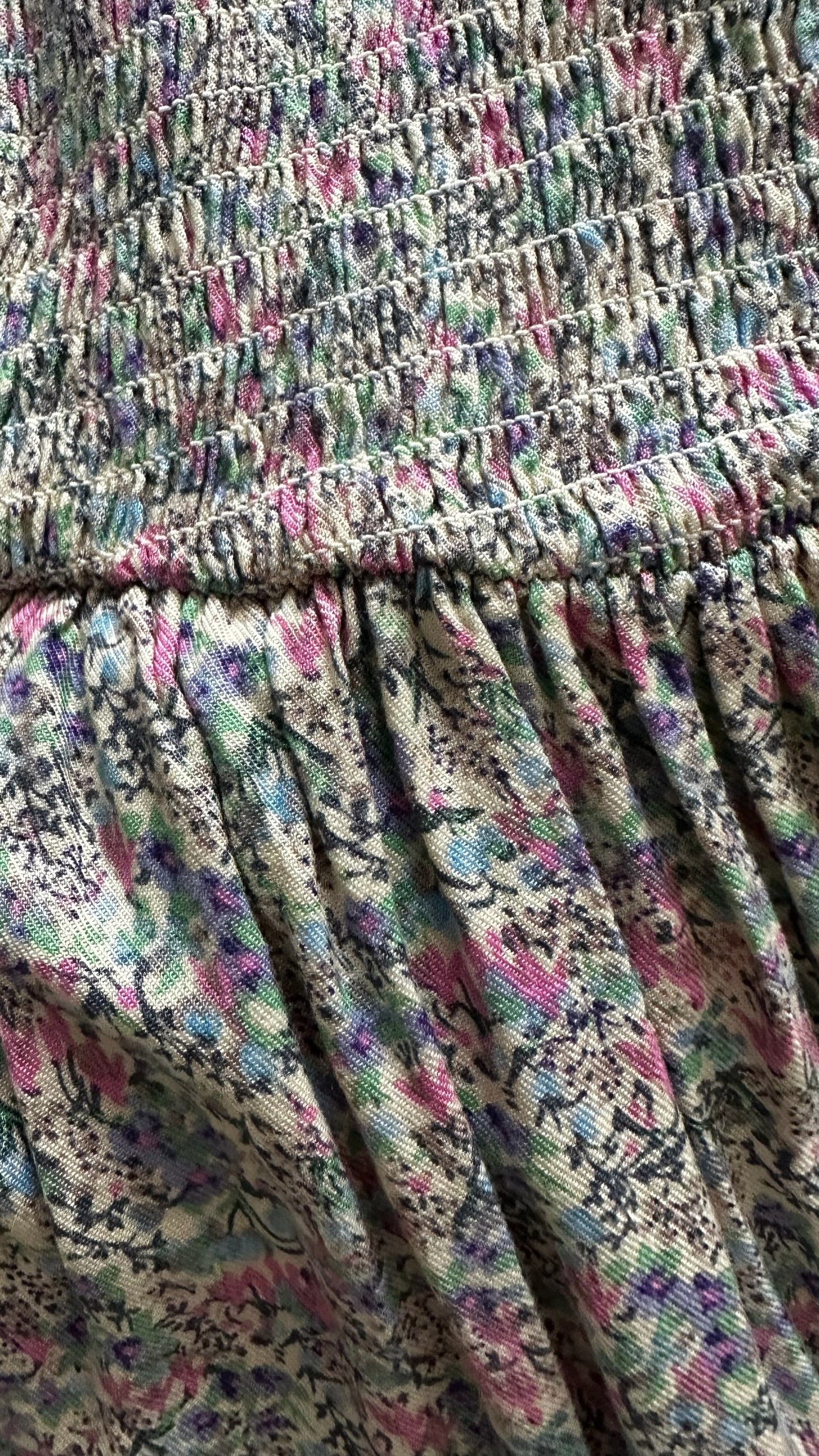 & other stories lilac pink turquoise tiered shirred prairie dress medium UK 10 vgc