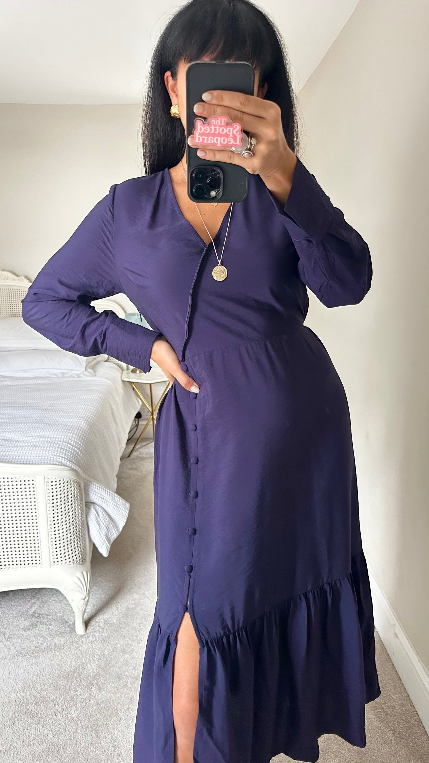 Nobody’s Child navy blue indigo midi side split bnwt new UK 10 medium