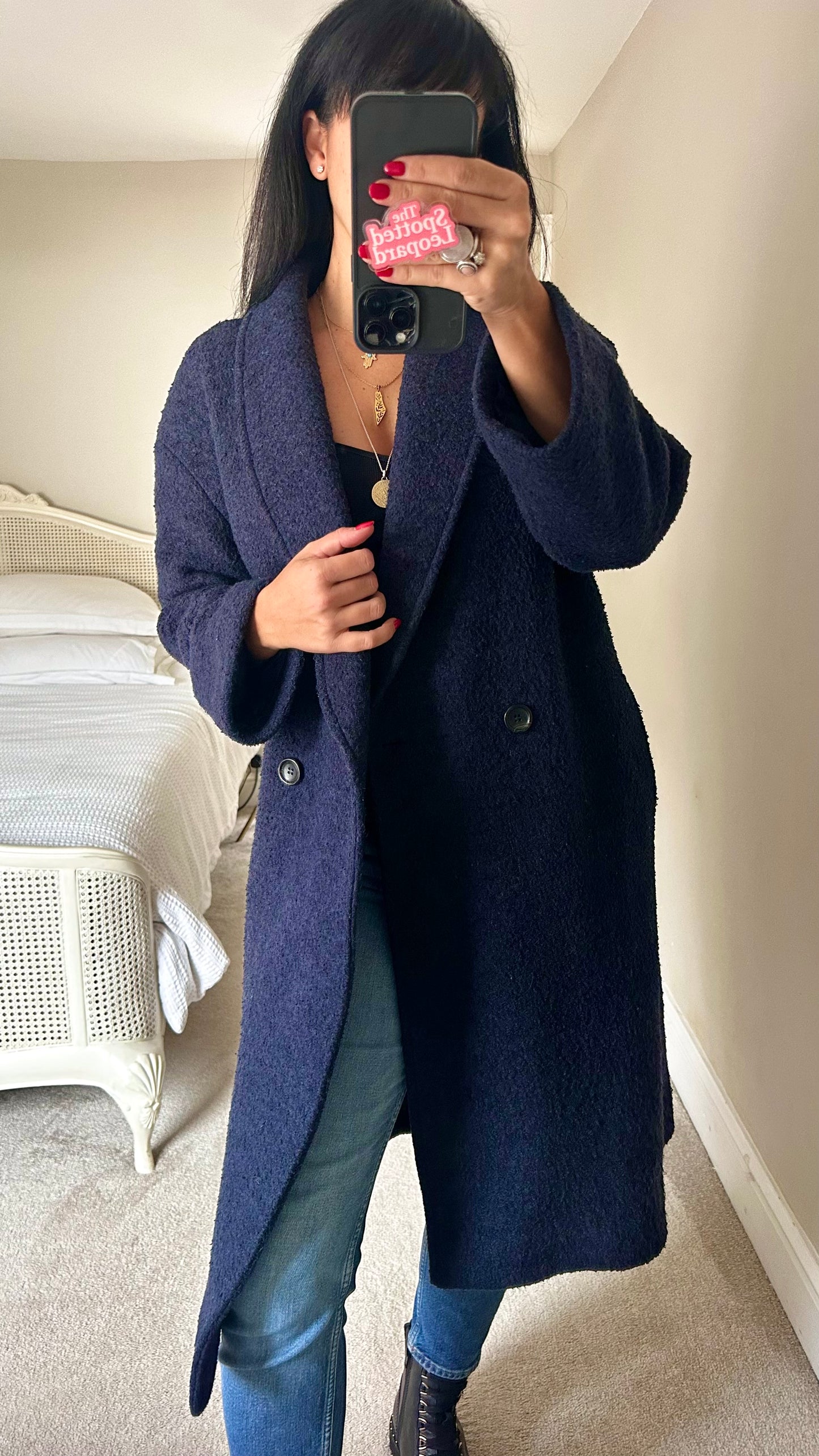& other stories navy blue wool blend coat jacket medium large UK 10-12 vgc