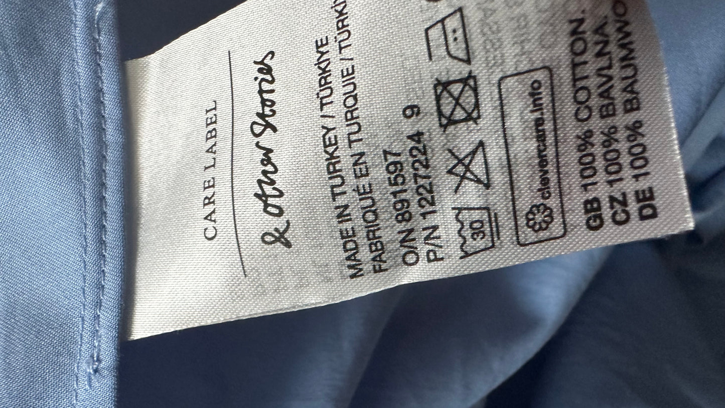 & other stories light blue shirred bust sun dress large holiday UK 14-16 vgc