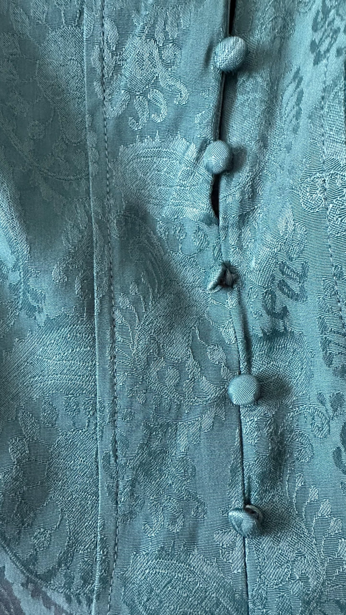 Oliver bonas teal green blue button up midi dress small UK 8-10 vgc w25