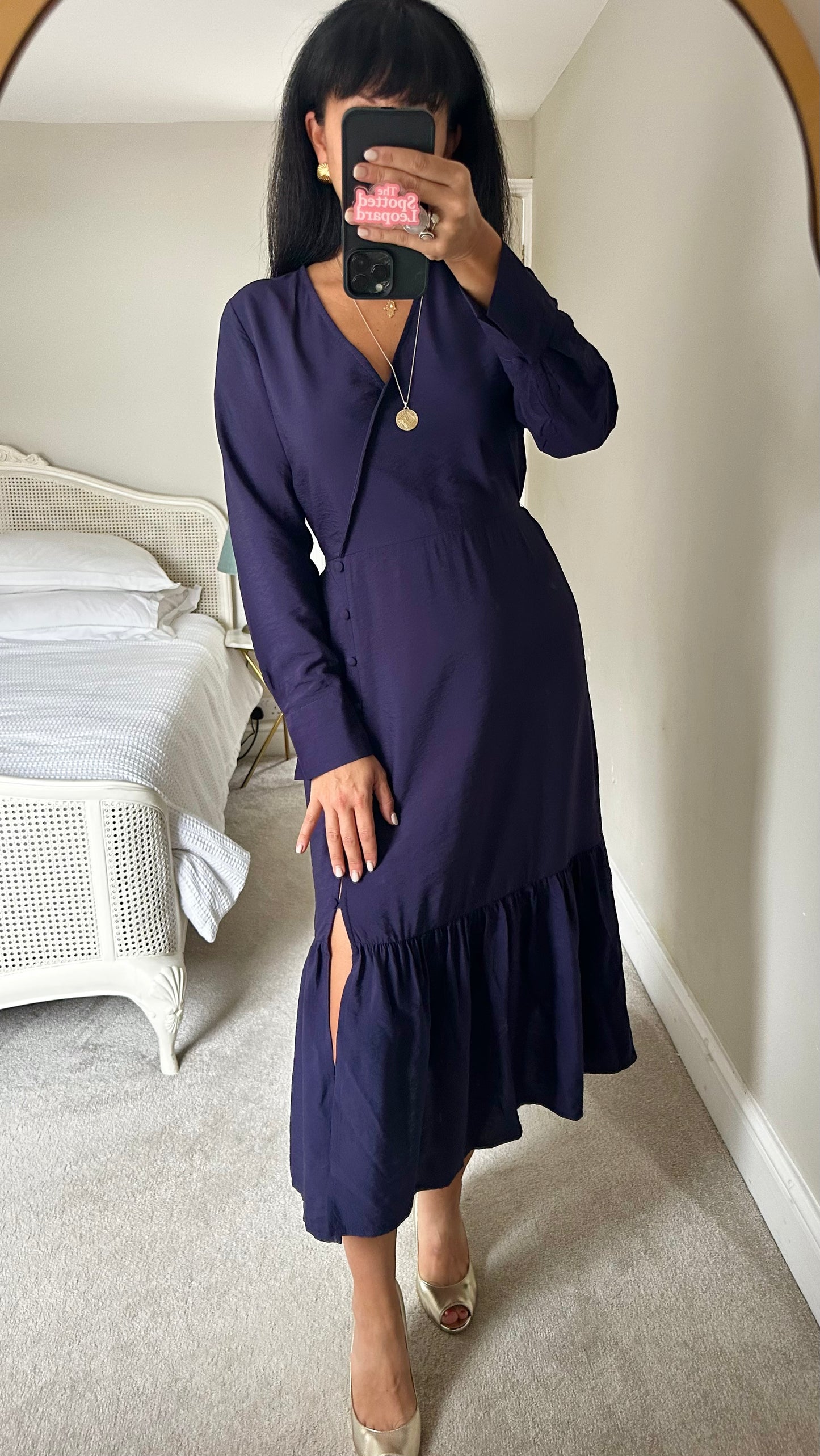 Nobody’s Child navy blue indigo midi side split bnwt new UK 10 medium