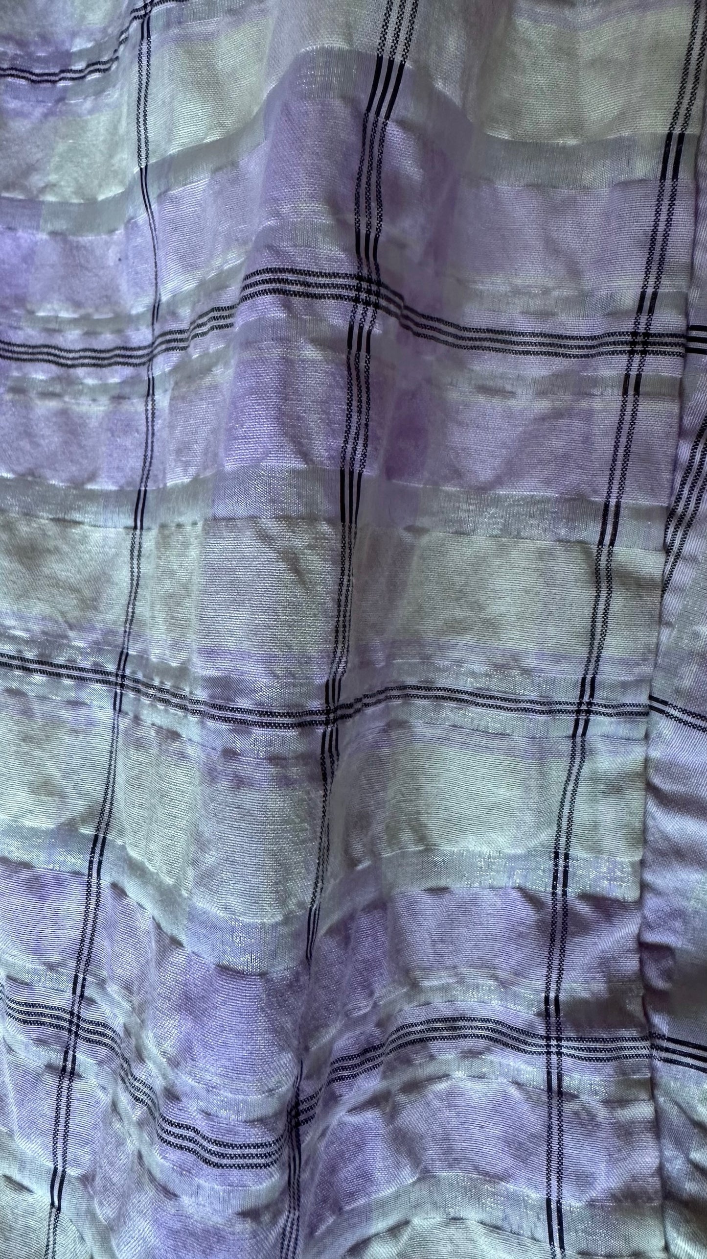 Ganni lilac cream gingham baby doll mini dress holiday medium M UK 10 vgc